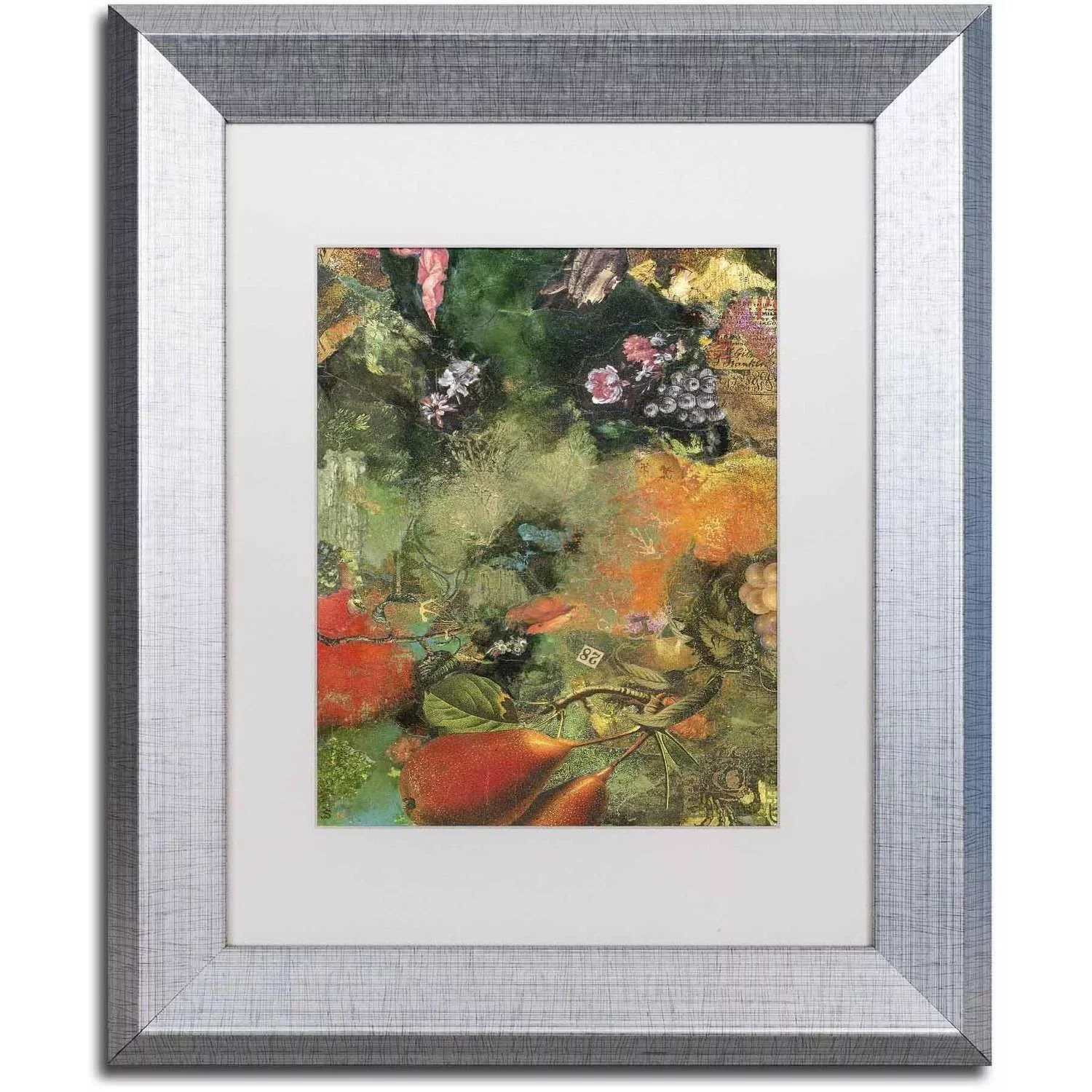 Trademark Fine Art 'Oregon Pears' Canvas Art by Nick Bantock, White Matte, Silver Frame