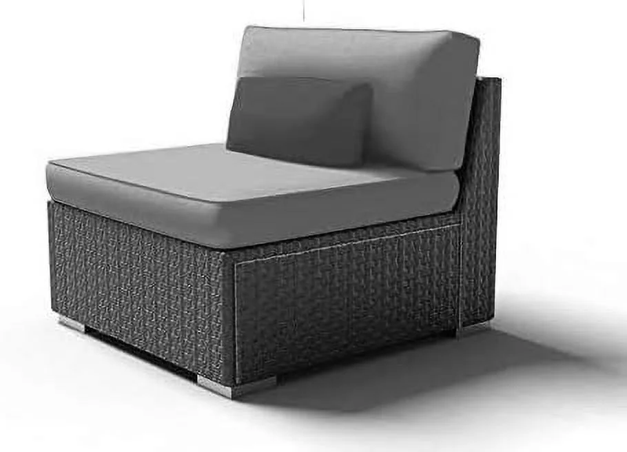 xrboomlife Outdoor Patio  Espresso Brown Wicker Sofa Middle Chairs (Light gray-2pcs)