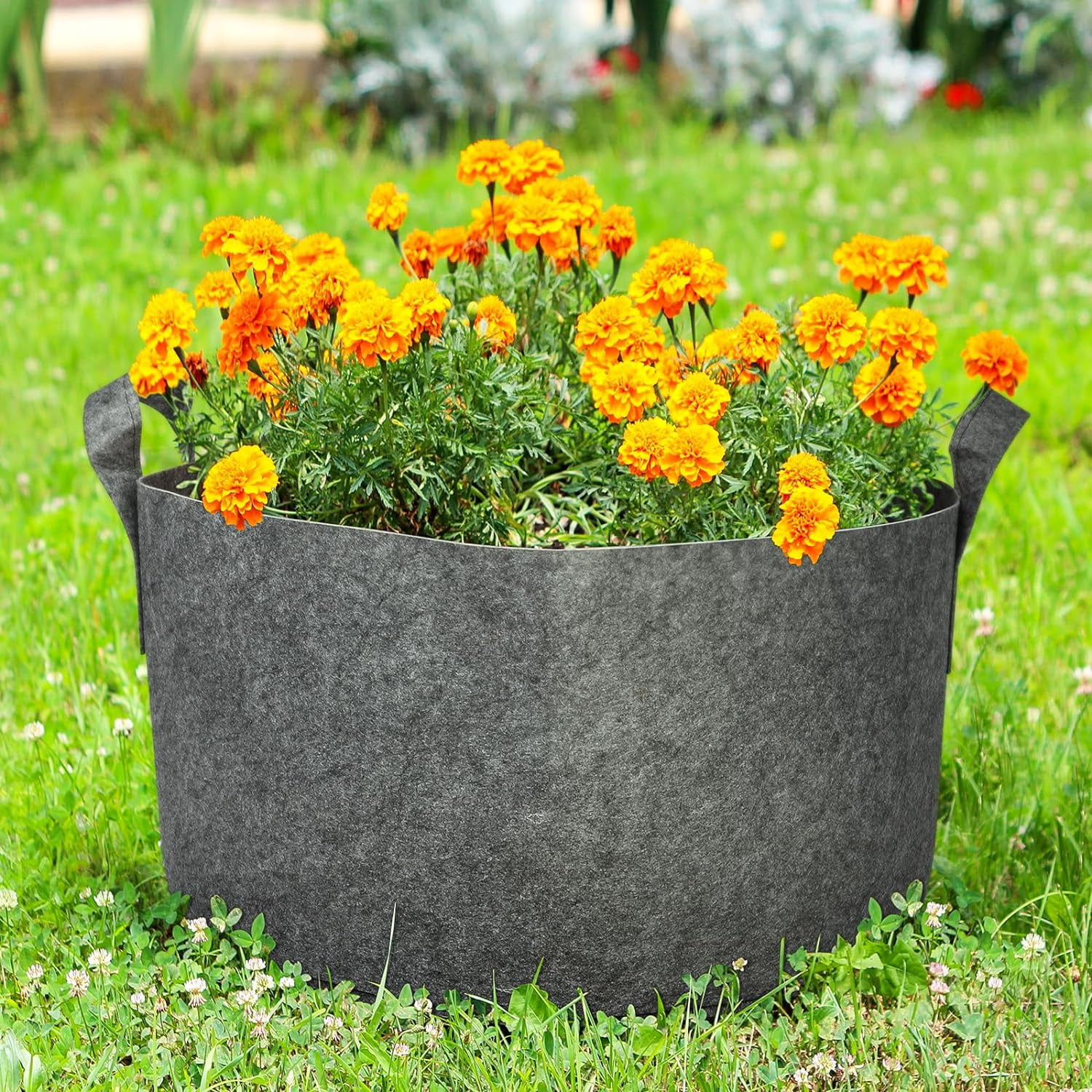12-Pack 15 Gallon Heavy Duty Aeration Fabric Pots Thickened Nonwoven Plant Grow Bags Grey