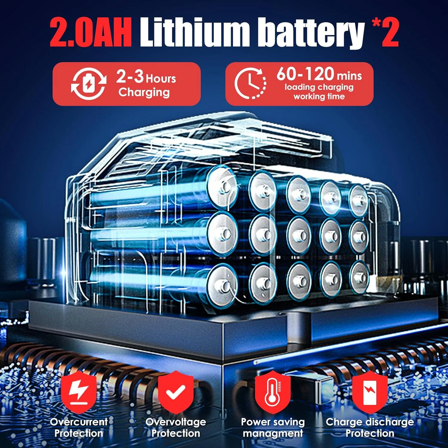 Cordless Weed Wacker, 3 in 1 Stringless Weed Eater Battery Powered,2.0Ah Battery Operated Weed-Wacker Lawn Edger,Adjustable Height Electric Mower for Lawn Garden , Push Edger Tool