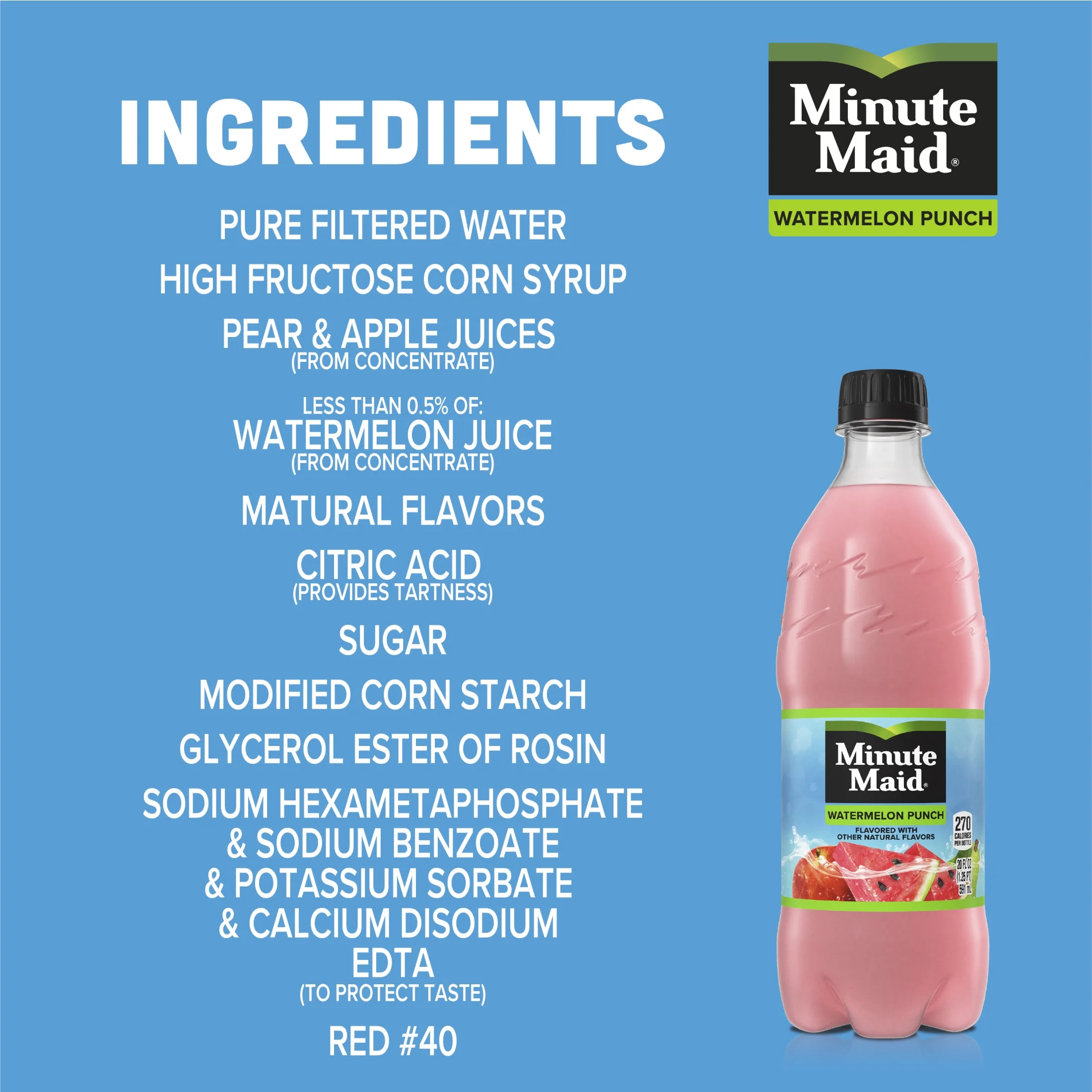 Minute Maid Watermelon Punch Fruit Juice, 20 fl oz Bottle