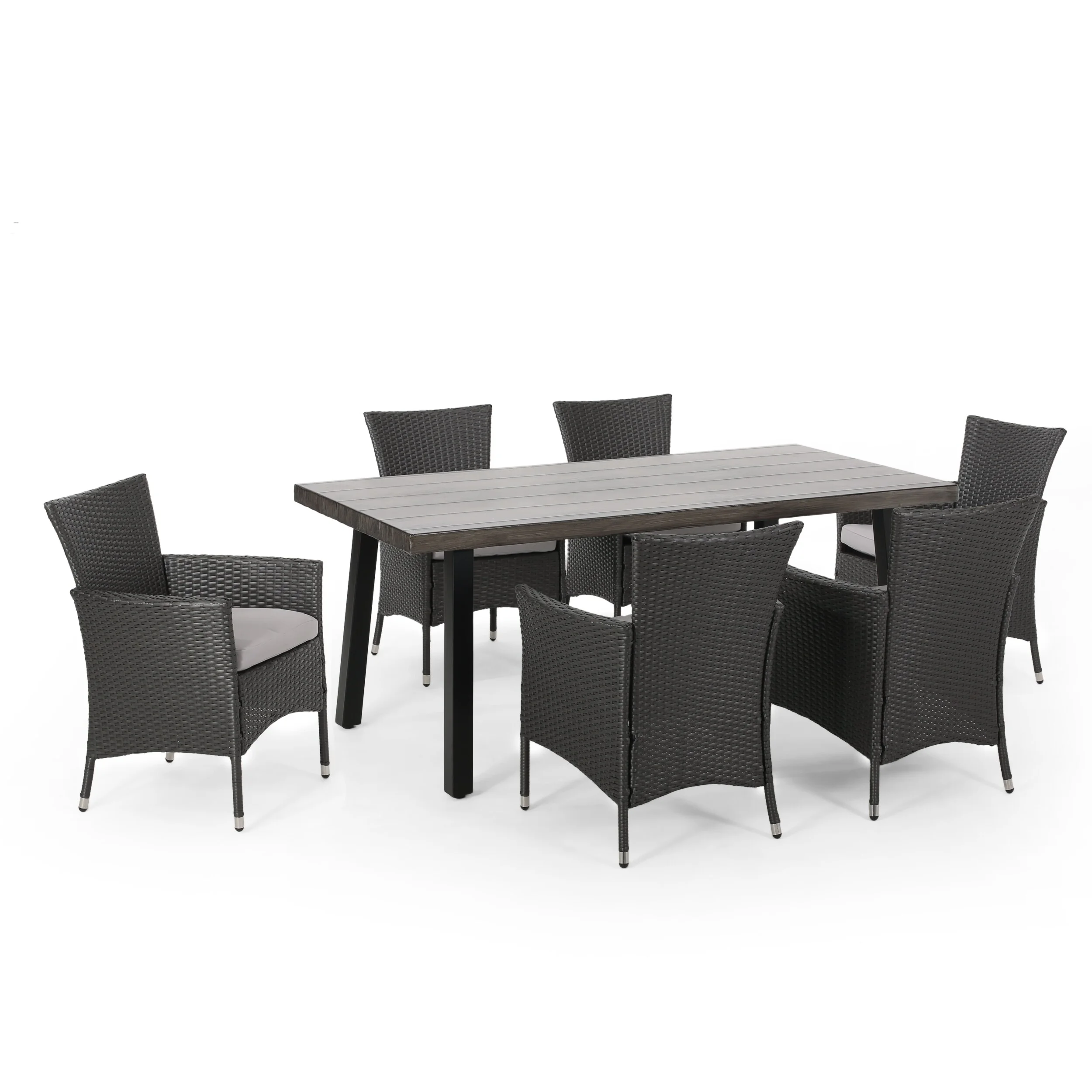 Christopher Knight Home Pointe Outdoor 7 Piece Aluminum Dining Set with Wicker Chairs by