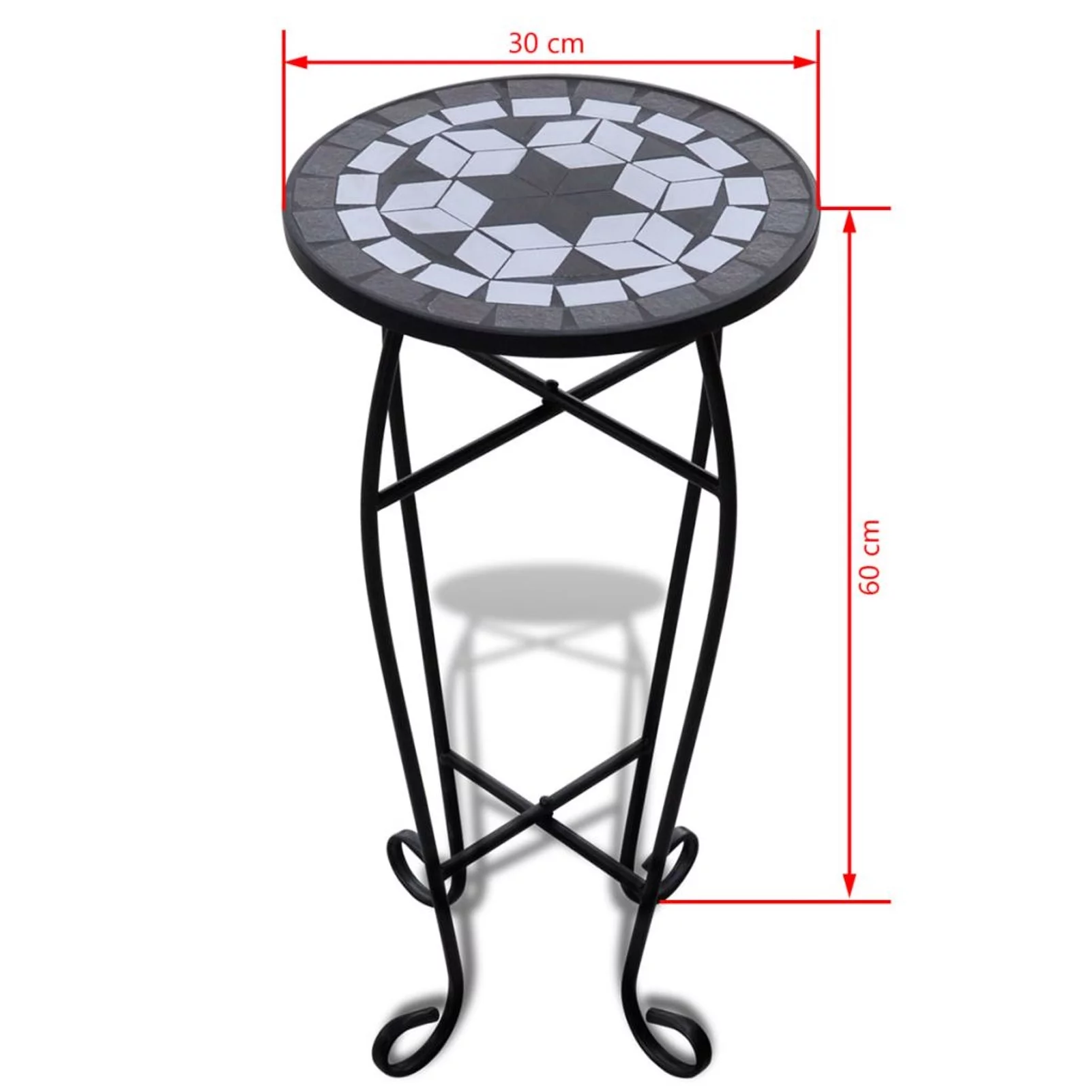 walmeck Side Table Plant Table Black White