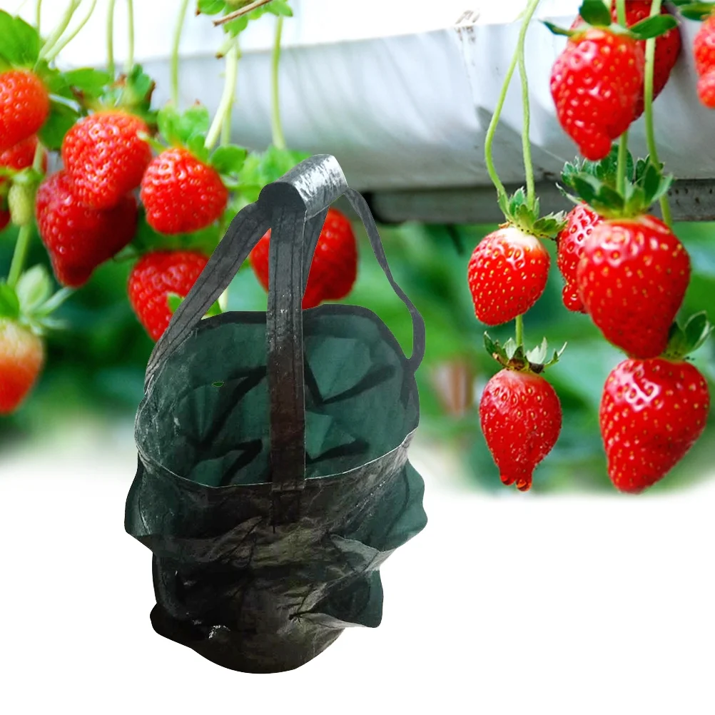 Buumin 3 Gallon PE Hanging Strawberry Grow Bags Hanging Flower Plant Hanging Baskets