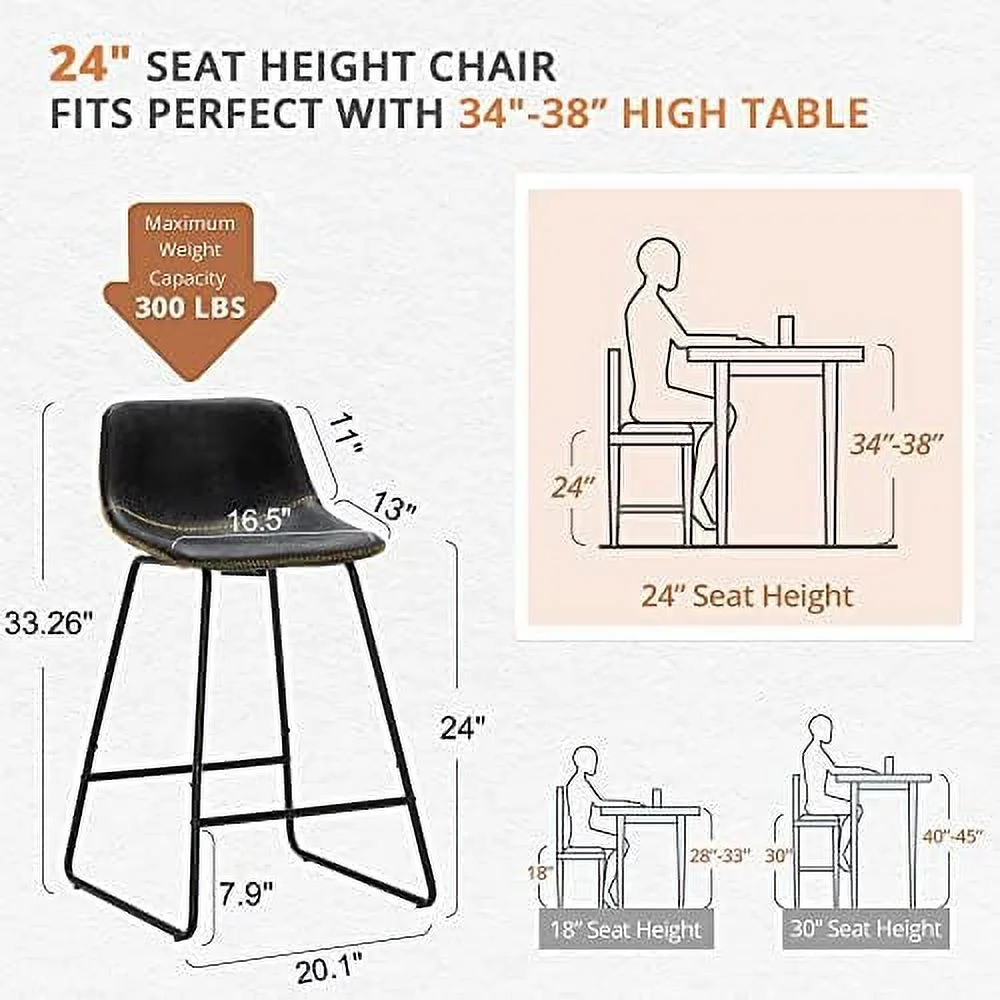 LNSETGC Centiar Faux Leather Indoor Kitchen Dining Chair Set of 4 Comfortable Farmhouse Chairs With Metal Legs  Modern Industrial Upholstered Chairs Suitable For Home  Bistro Coffee Shop