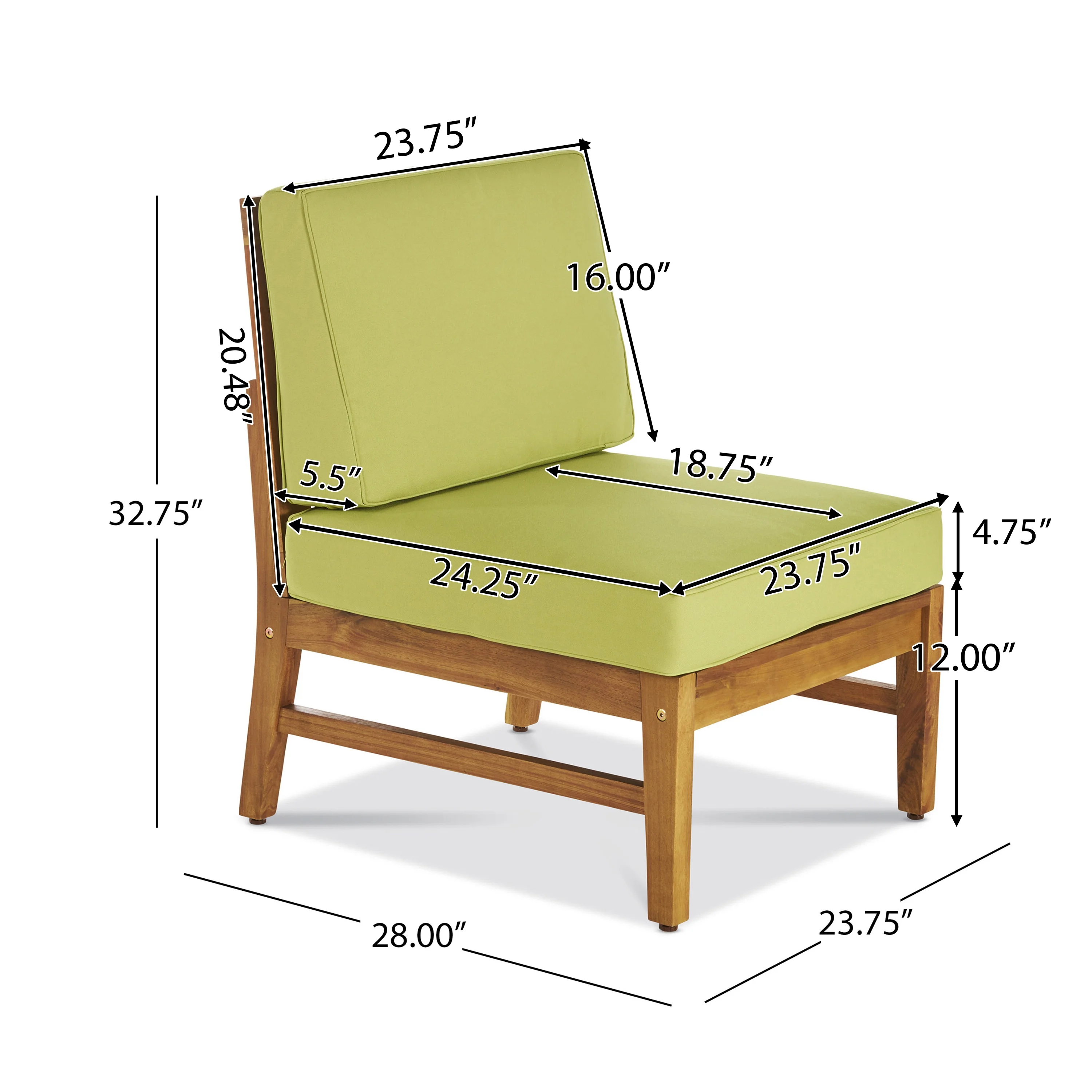 Noble House Amelia Farmhouse 5 Piece Chat Set with Cushions, Teak, Green