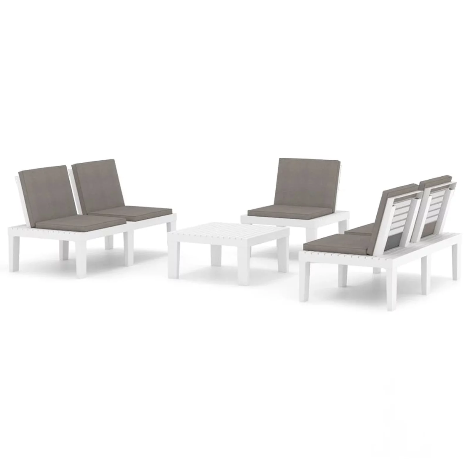Andoer 4 Piece Garden Set with Cushions White