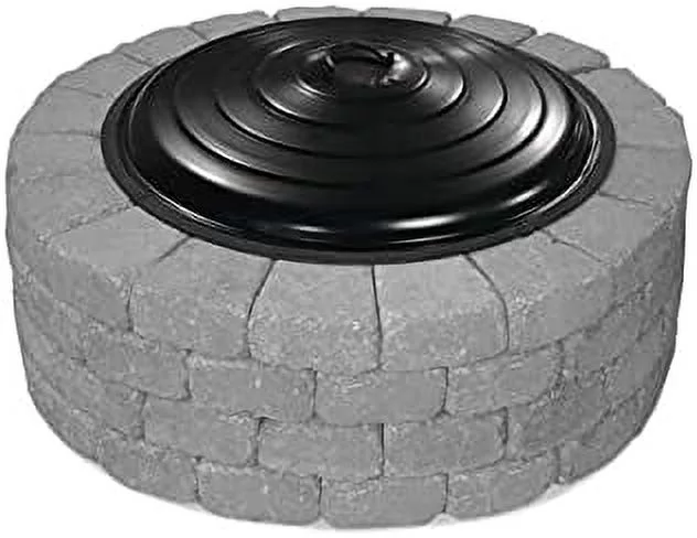 Heavy Duty Fire Ring Lid Cover Backyard Patio For Outdoor Fireplace Protection, Black, 31 Inch W X 7.5 Inch H