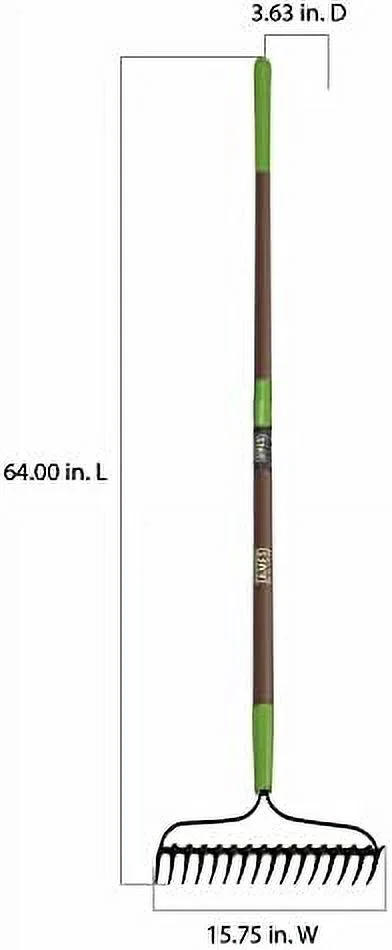 28252100 16-Tine Steel Double Play Bow Rake With Fiberglass Handle, 64-Inch