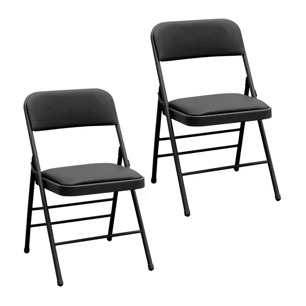 Amazingforless 2-Pack (Fabric/Vinyl) Steel Frame Foam Padded Metal Folding Chair (Black, Gray, White)