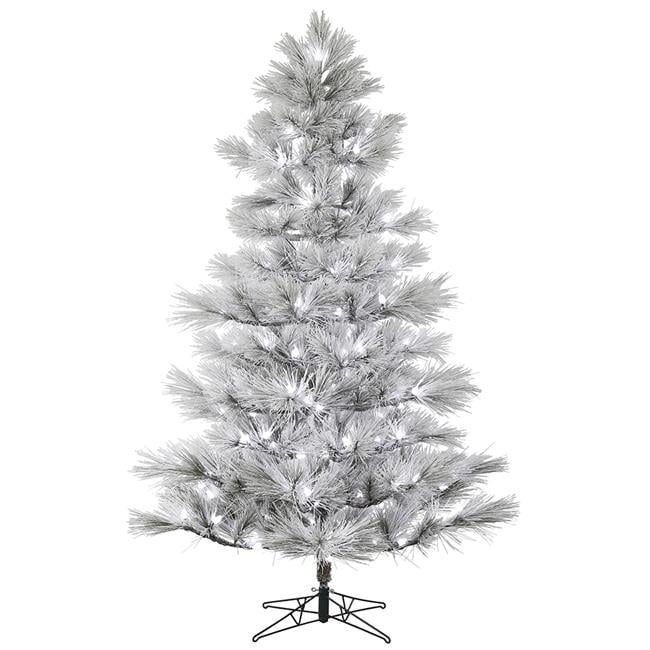 7.5 ft. x 52 in. Flocked Alder Long Needle Pine Artificial Christmas Tree with 120 Frosted White C7 LED Light