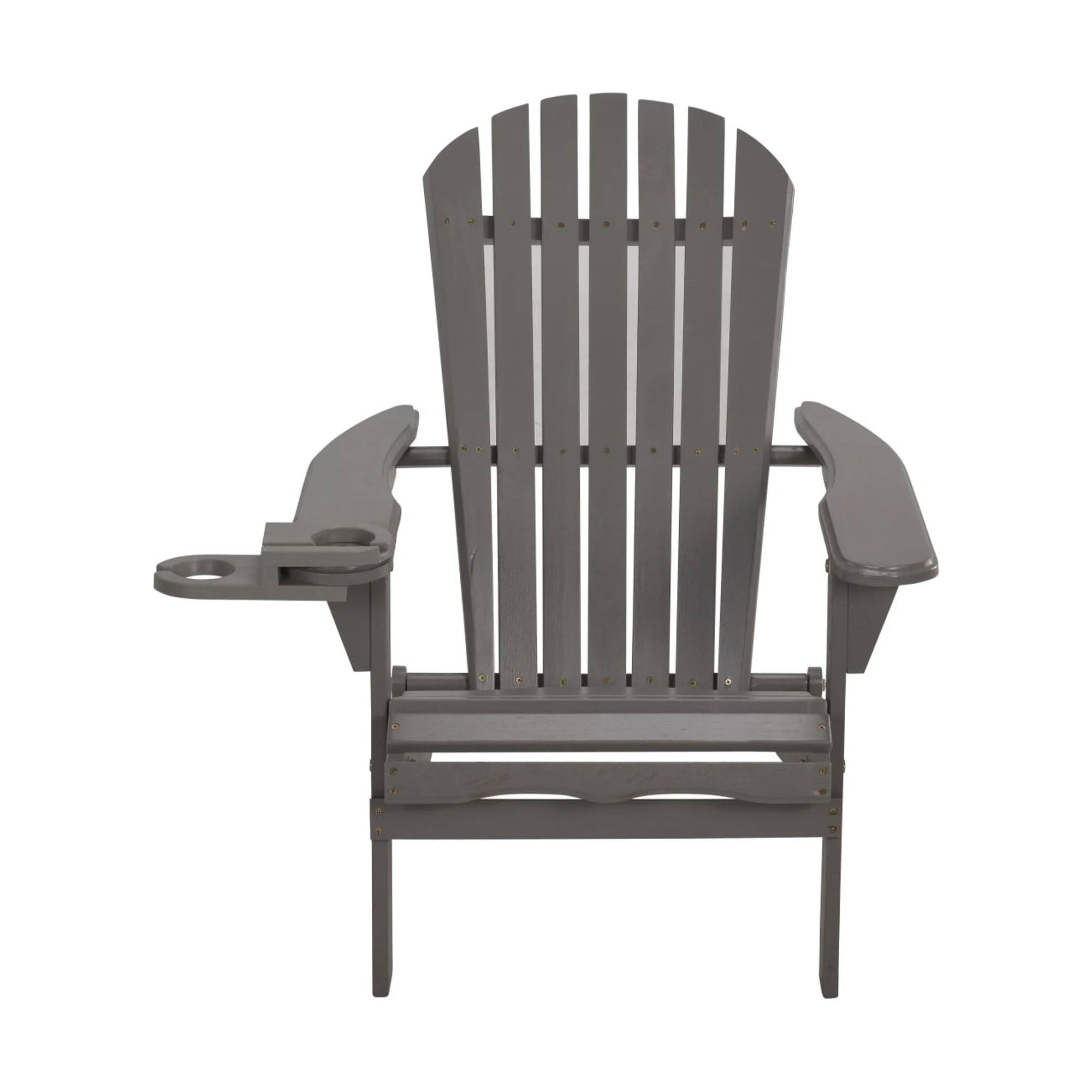 W Unlimited  Foldable Adirondack Chair with Cup Holder with Ottoman, Dak Gray