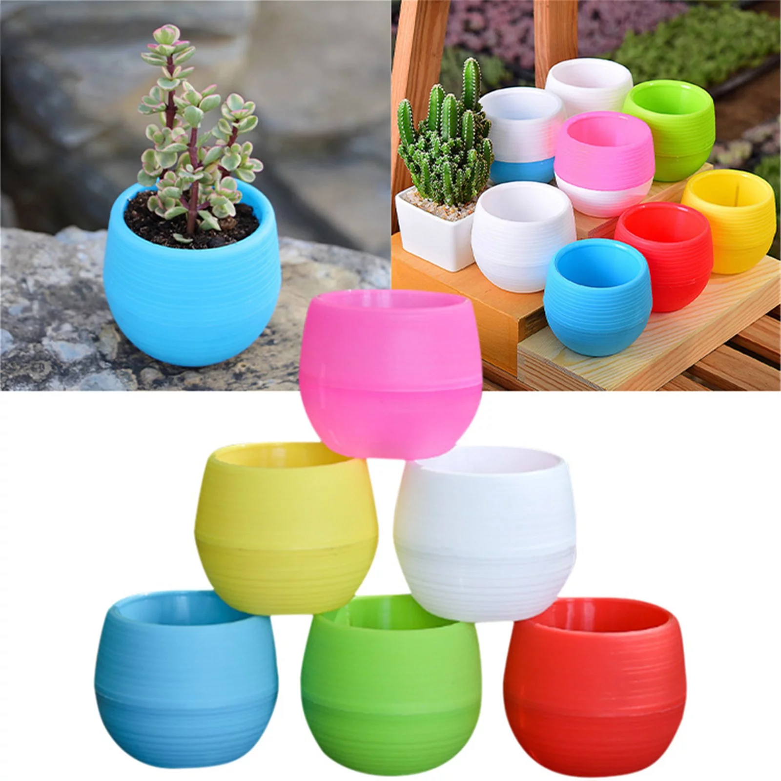Bnnlsa Flower Pots Meat Small Flower Pot Stone Flower Pot Rainbow Pot Thickened