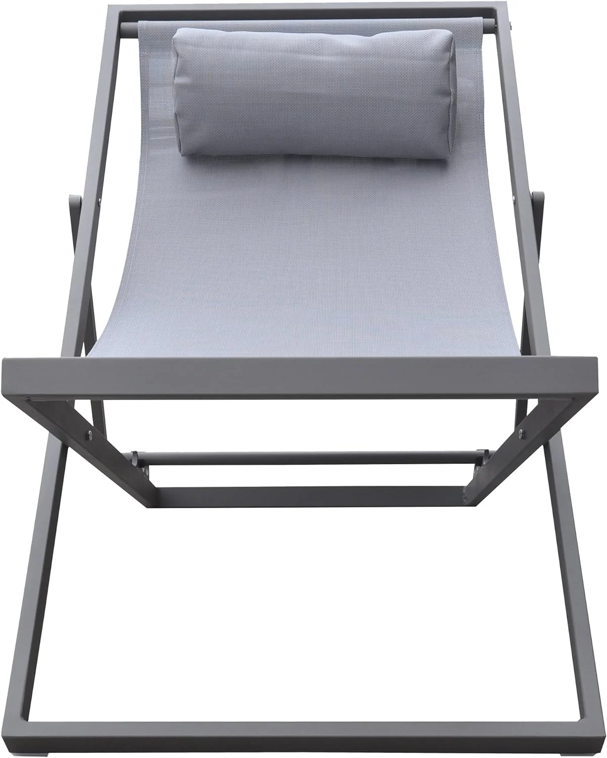 Patio Aluminum Deck Chair, Grey Powder Coated Finish