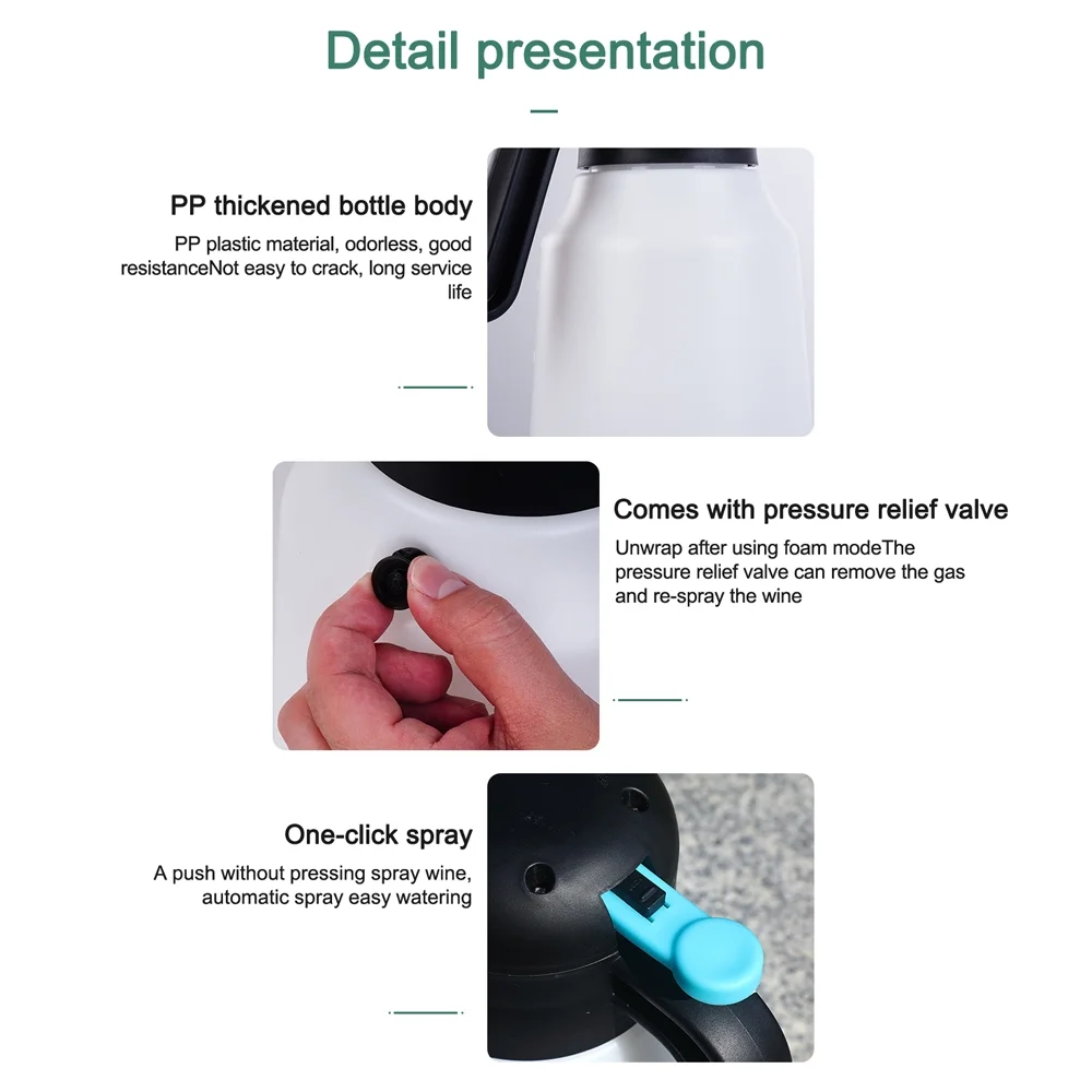 Handheld Pump Watering Sprayer 1.8L Electric Car Cleaning Bottle Practical Car Washing Foam Bottle Multifunctional Gardening Watering Agricultural Irrigation Device Flowers Spraying Machine