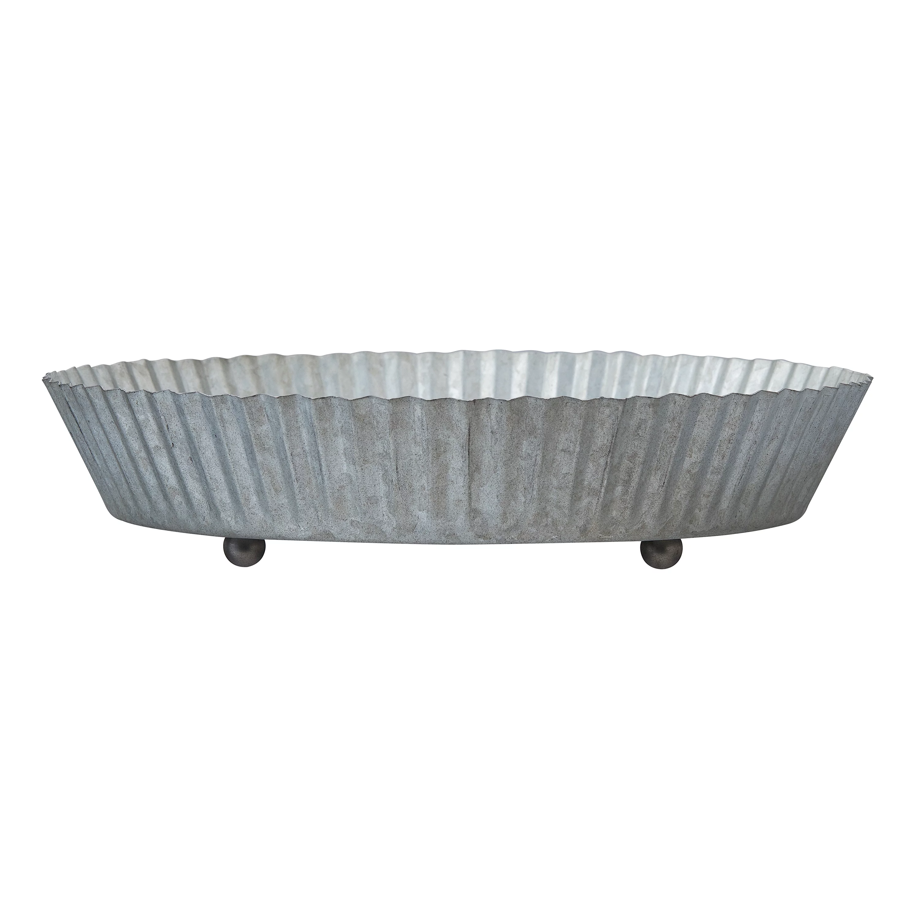 Better Homes & Gardens 8in Footed Galvanized Gray Metal Plant Saucer