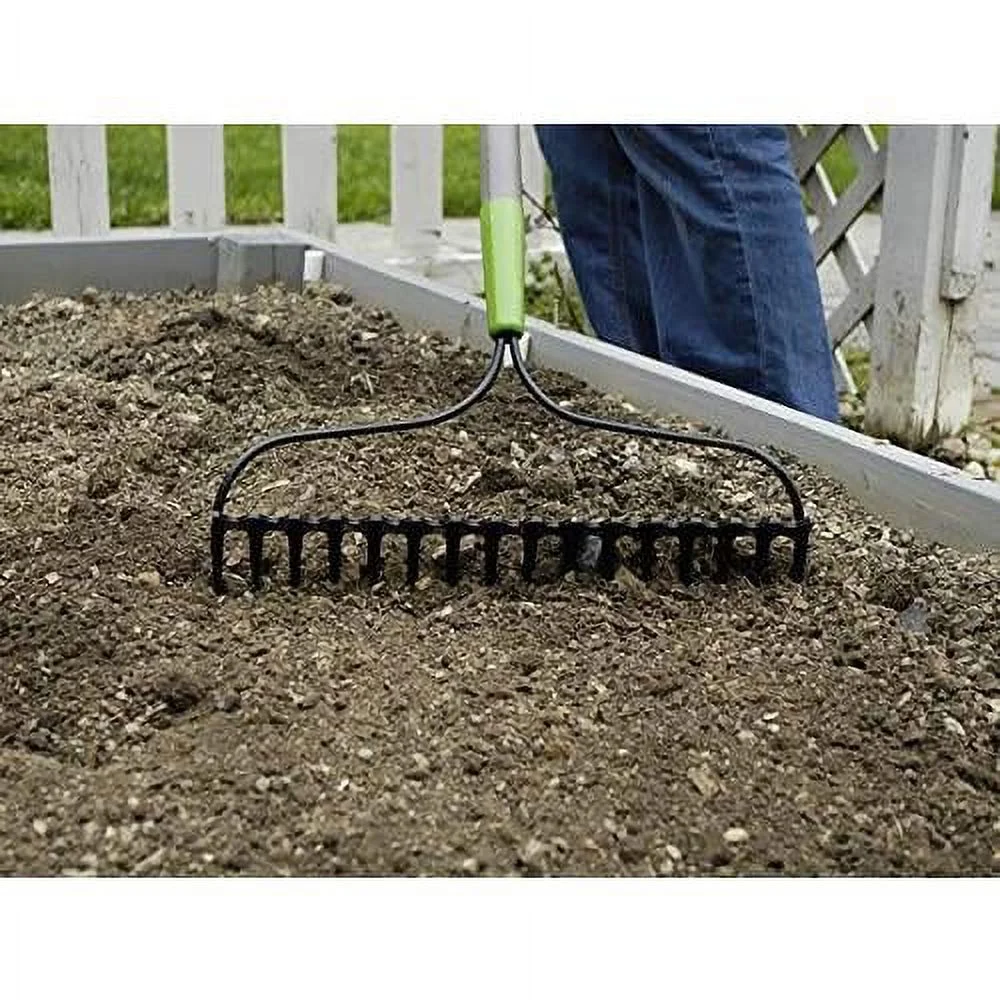 28252100 16-Tine Steel Double Play Bow Rake With Fiberglass Handle, 64-Inch