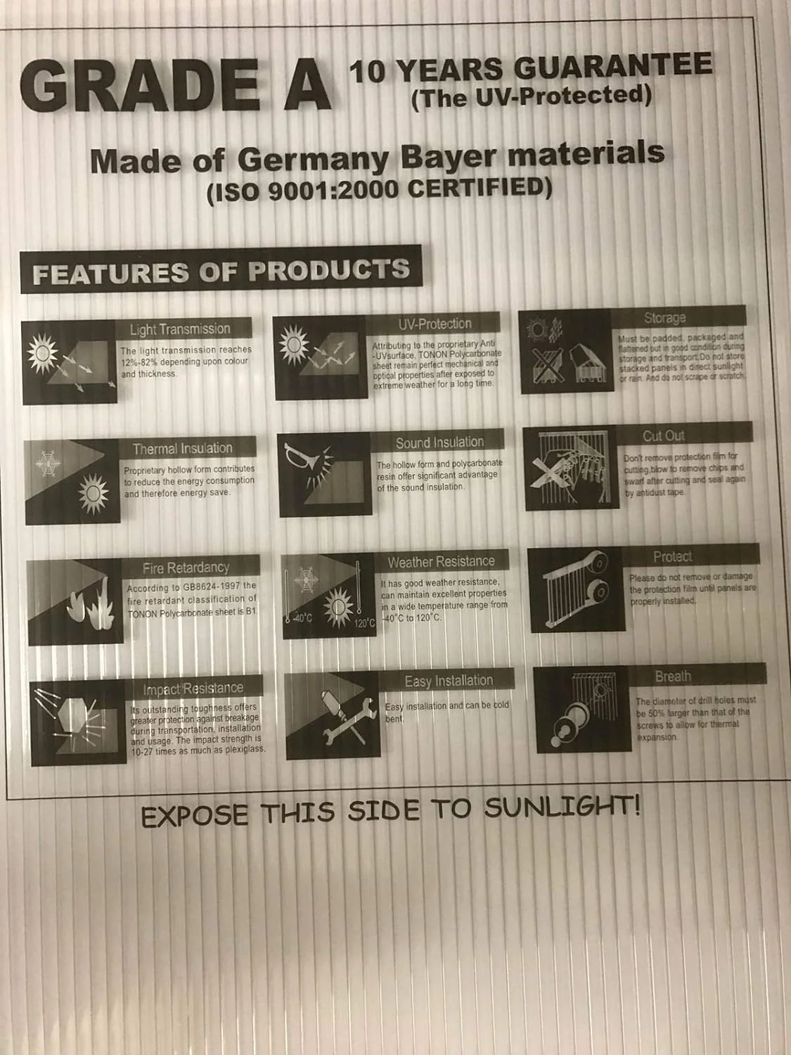 Pack Of 2 24'' X 48'' X 10 Mm(3/8) Polycarbonate Wall Clear /Cold-Flexible, Strong Impact And Shatterproof - All-Weather Outdoor Garden And Greenhouse Covering/Billion Resources