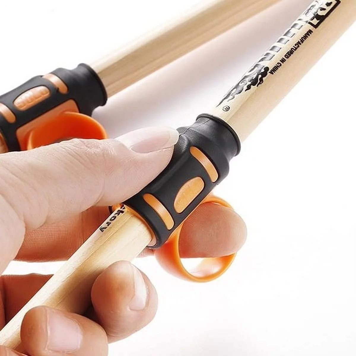 SKY Black/Orange Drumsticks Accessories, Easy Stick Twirl, Grip or Control Clips Drum Stick Grip for #5 Drum Stick