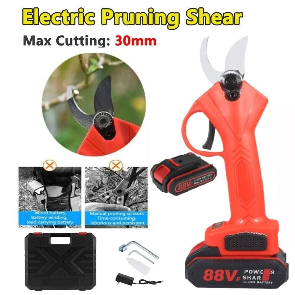 NEW 88v Cordless Electric Branch Scissors Pruning Shear Pruner Ratchet Cutter