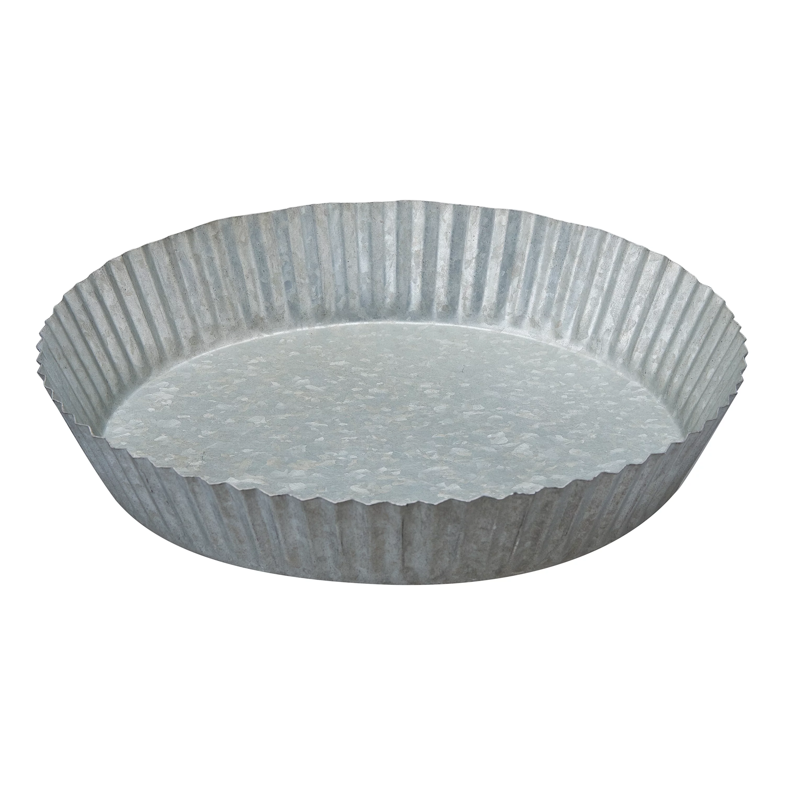 Better Homes & Gardens 8in Footed Galvanized Gray Metal Plant Saucer