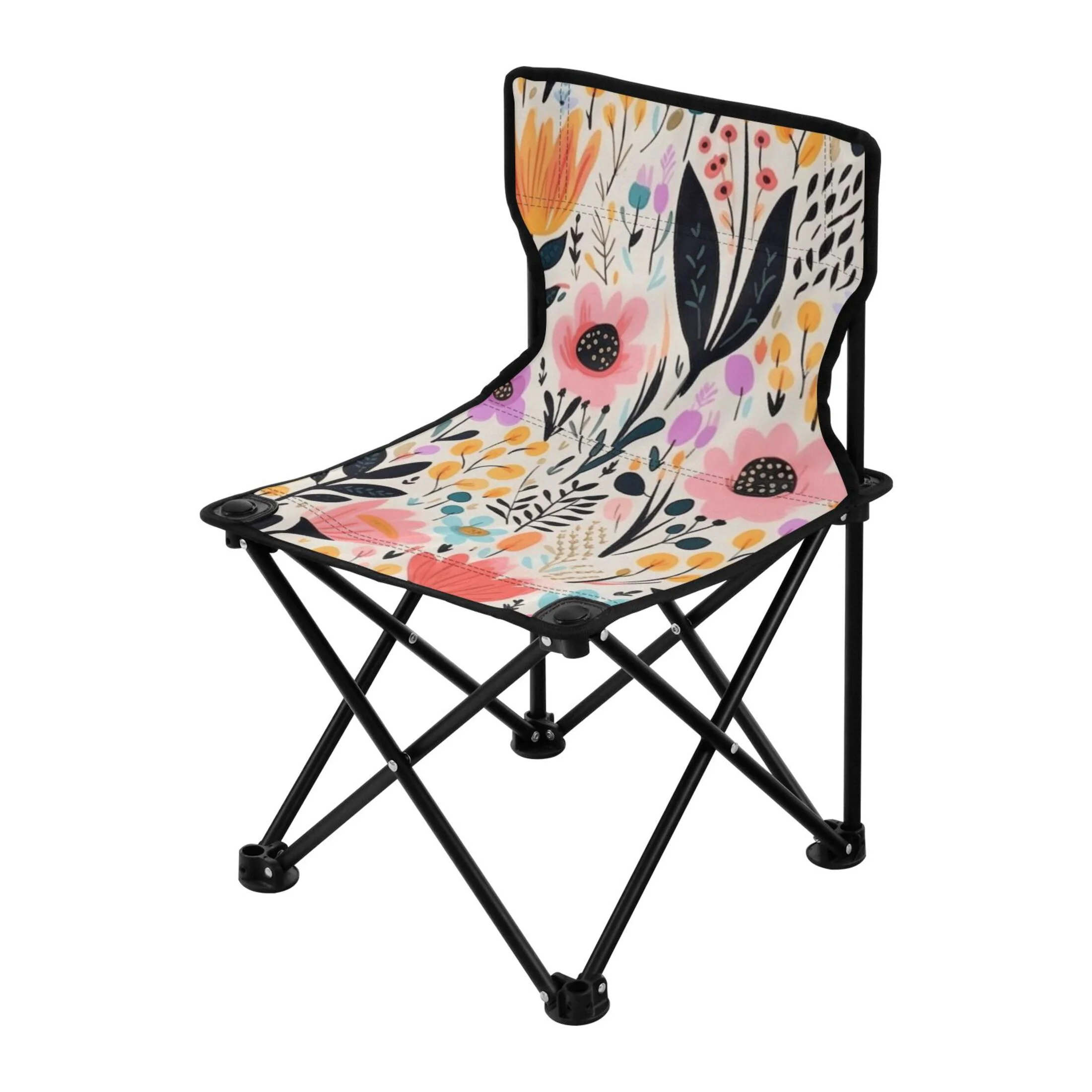 Wild Flowers Floral Portable Camping Chair Small for Kids Outdoor Folding Beach Chair Fishing Chair Lawn Chair with Carry Bag