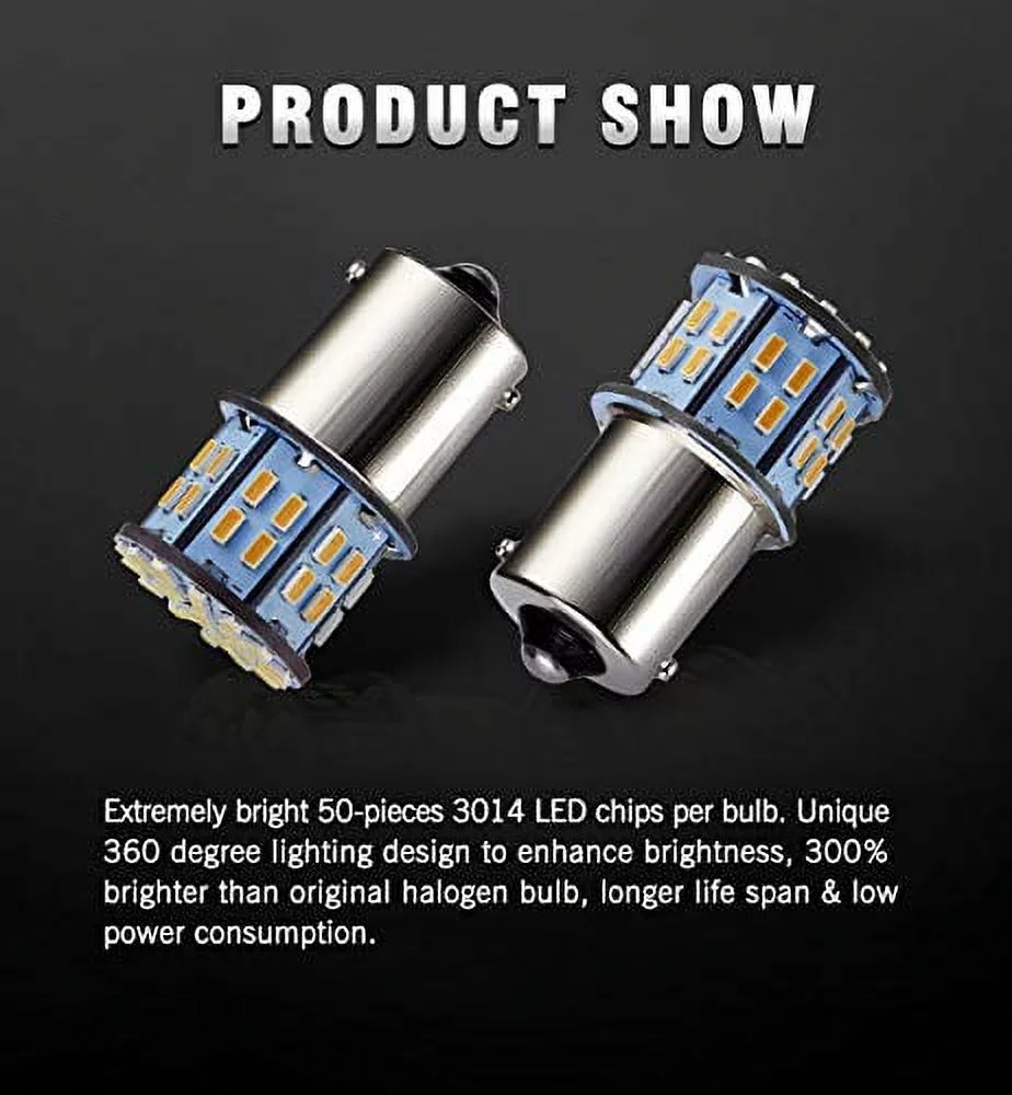 Antline 1156 1141 1003 7506 BA15S LED Bulbs Warm White/Yellow 20-Packs, Super Bright 3014 50-SMD LED Replacement for 12 Volt RV Camper Trailer Boat Trunk Interior Lights