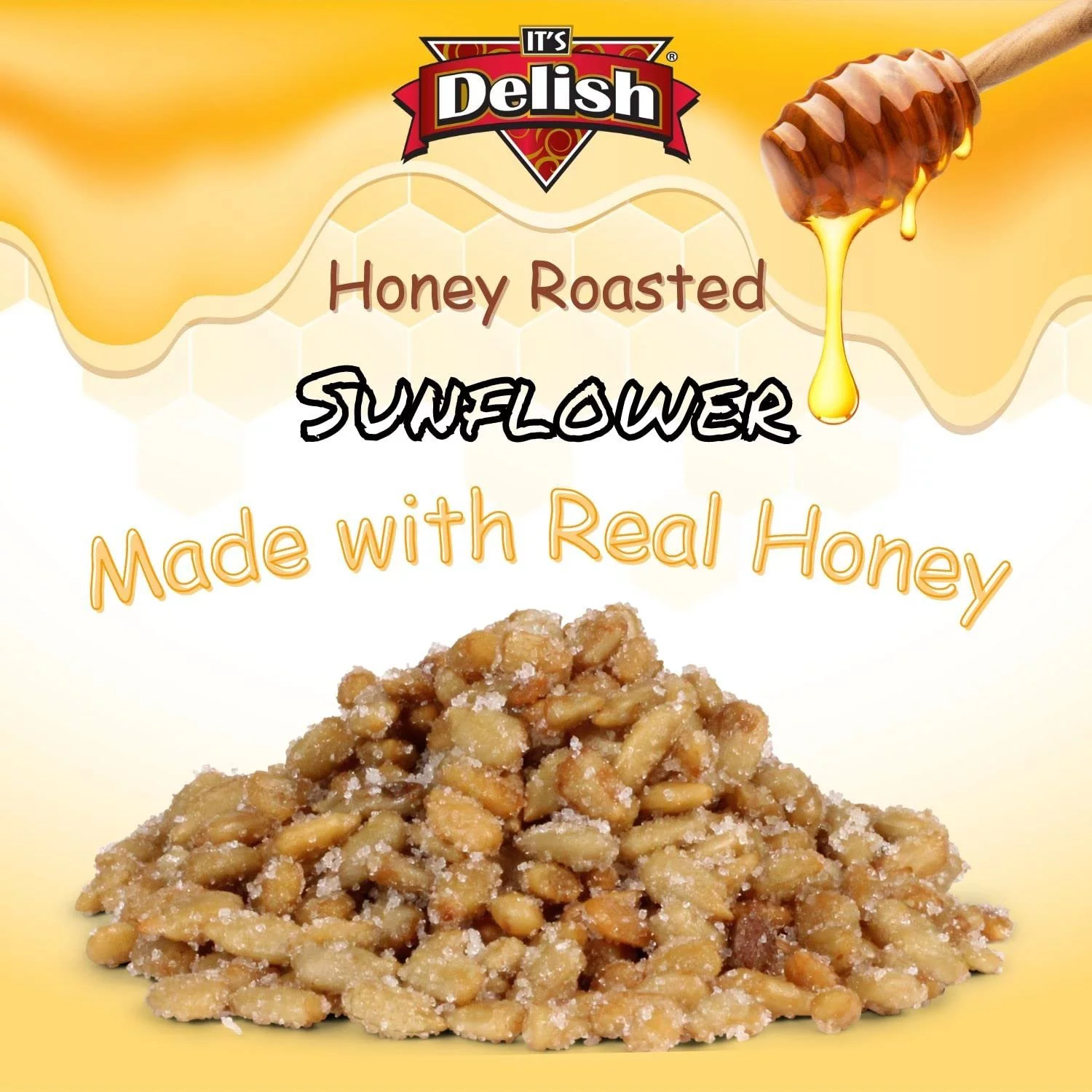 Honey Roasted Sunflower Seeds by It's Delish, 2.4 LBS Reusable Jumbo Container  Gourmet Sunflower Seeds Nuts in Honey Sugar Coating, Sweet & Heart Healthy Salted Nut, Kids Snack - Non-Dairy,...