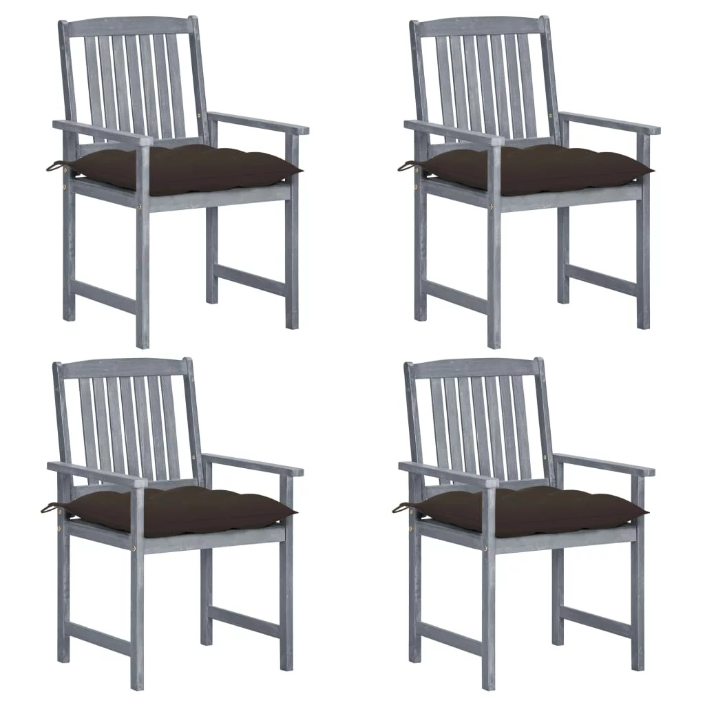 Irfora Patio Chairs with Cushions 4 pcs Gray Solid Acacia Wood