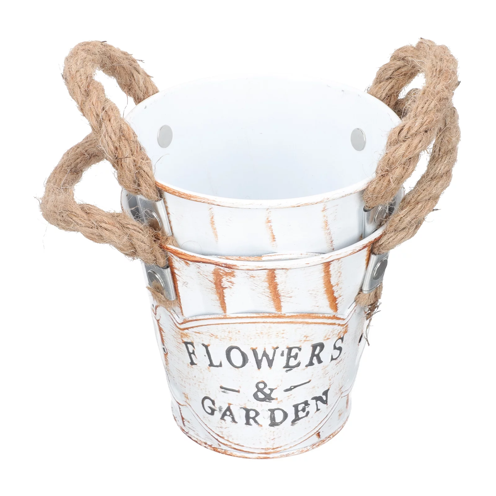 Vintage Old Flower Pot Flowerpot Succulents Plants Galvanized Bucket 2 Pcs Iron Accessories Small Planter