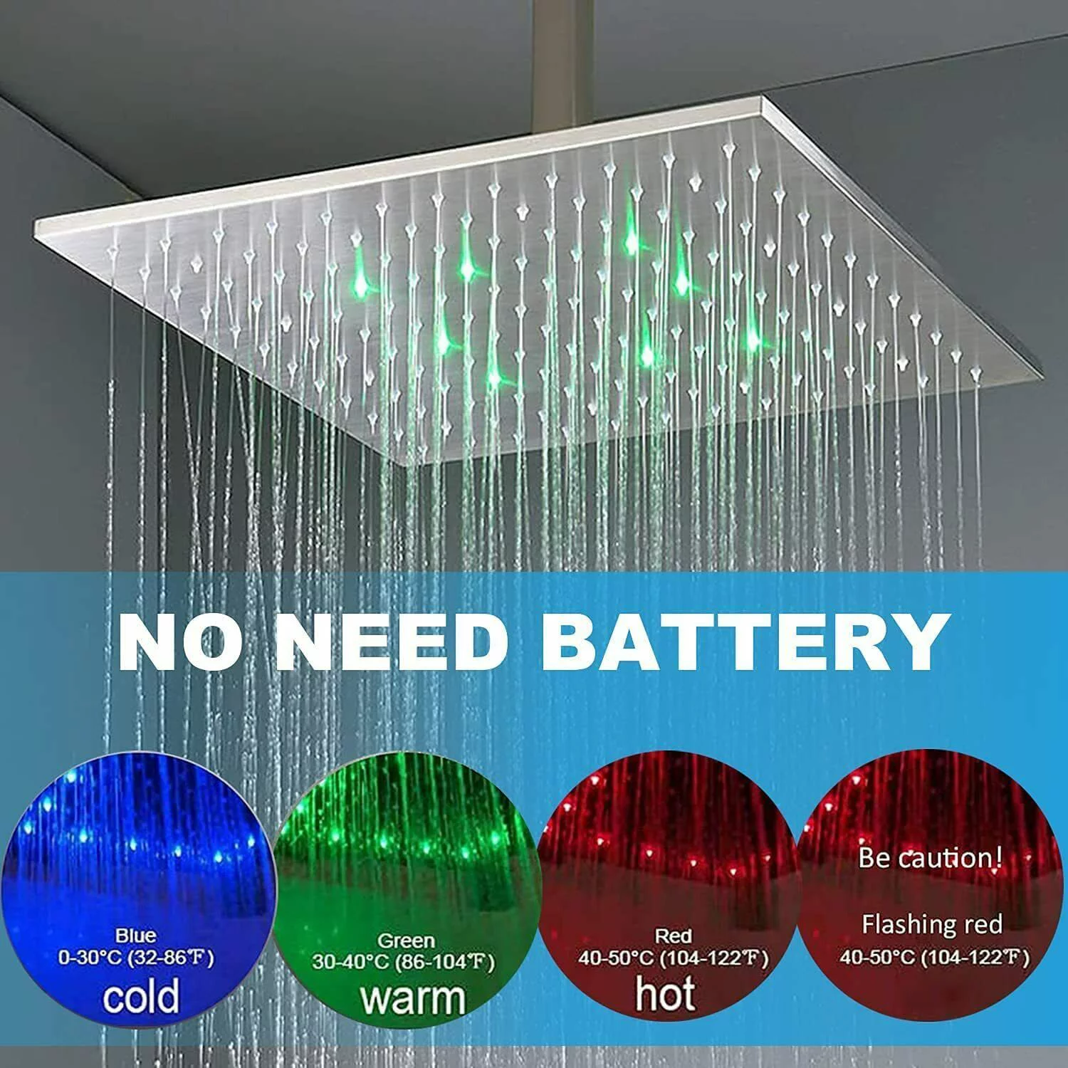 Zovajonia Shower System 12 Inches LED Thermostat Shower Faucet Set,   Rain Shower Head with Handheld Spray laundry jet system  Bathroom Wall Mount Shower Fixtures Brushed Nickel