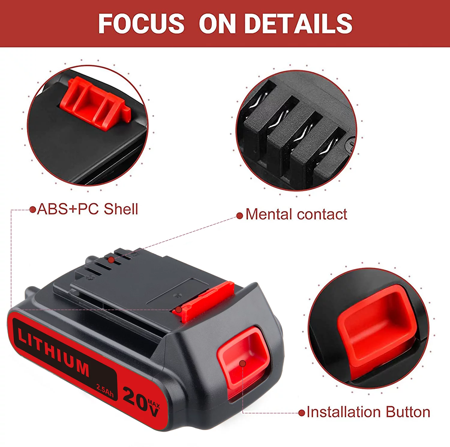 Mingsci LBXR20 20V 3.0Ah Replacement for Black and Decker Lithium Battery Compatible with LB20 LBX20 LBXR20-OPE LBXR2020-OPE LB2X4020-OPE LBXR20B-2