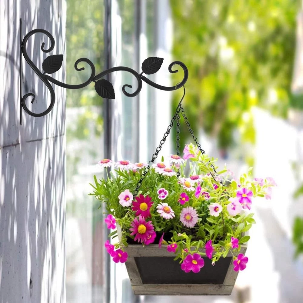 2PCS Hanging Plant Basket Brackets 11.81 in Metal Plant Hanger Hook Heavy-Duty Wall Plant Hooks with Screws for Outdoor Indoor