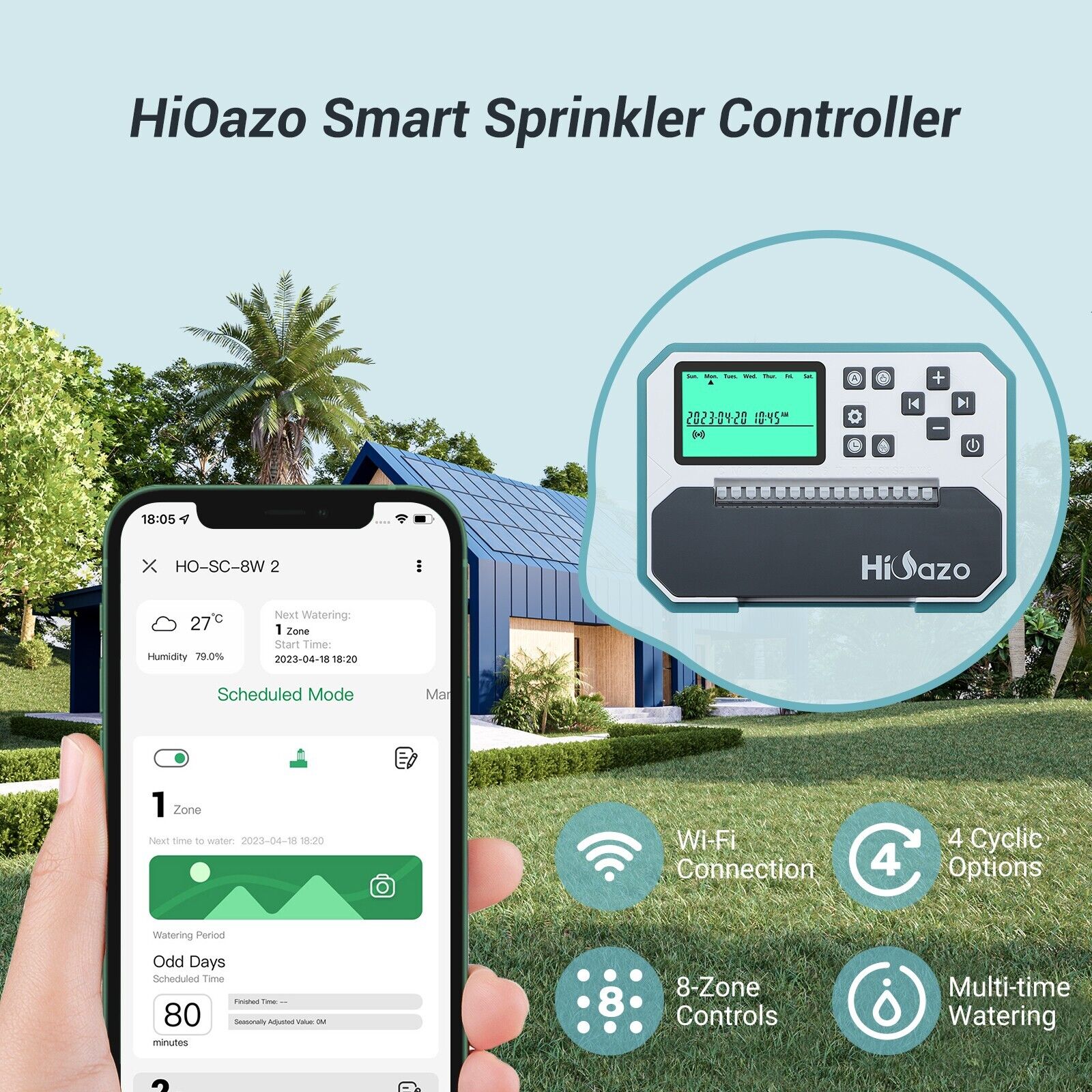 Lawn Irrigation System Watering Timer Controller Garden WiFi Sprinkler Control