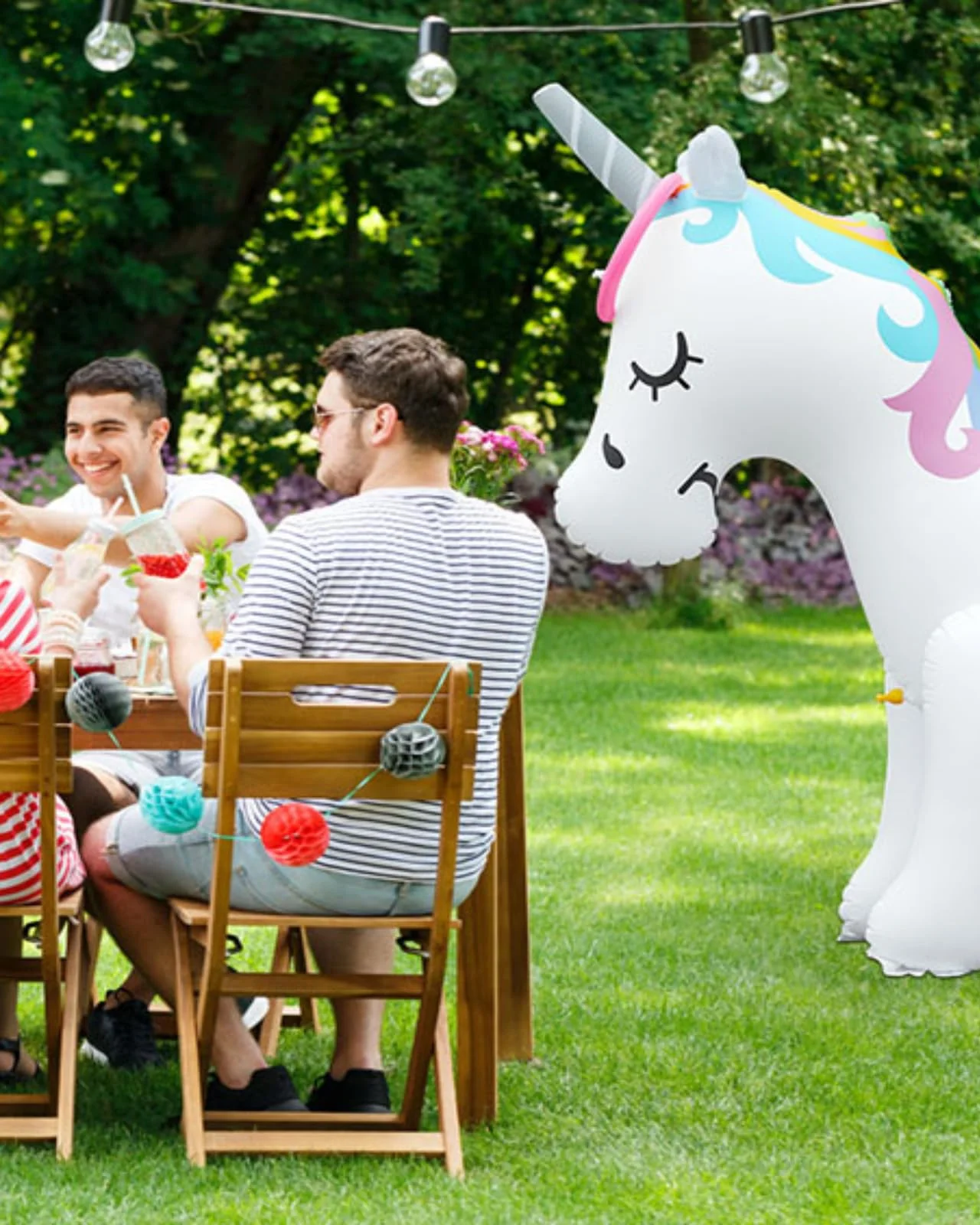 Inflatable Unicorn Sprinkler for Kids, Inflatable Water Sprinklers Toys, Outdoor Water Toys with 2 Rings, Summer Backyard Sprinkler, Spray Water Toy for Kids
