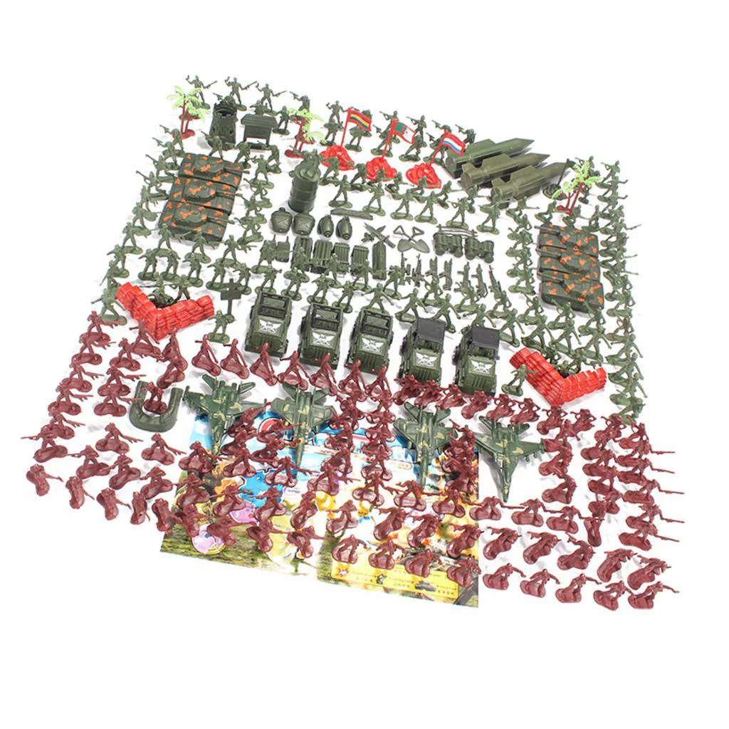 307 Pcs 4.5cm Toy Soldier Playset Men Action Figure Scene Model