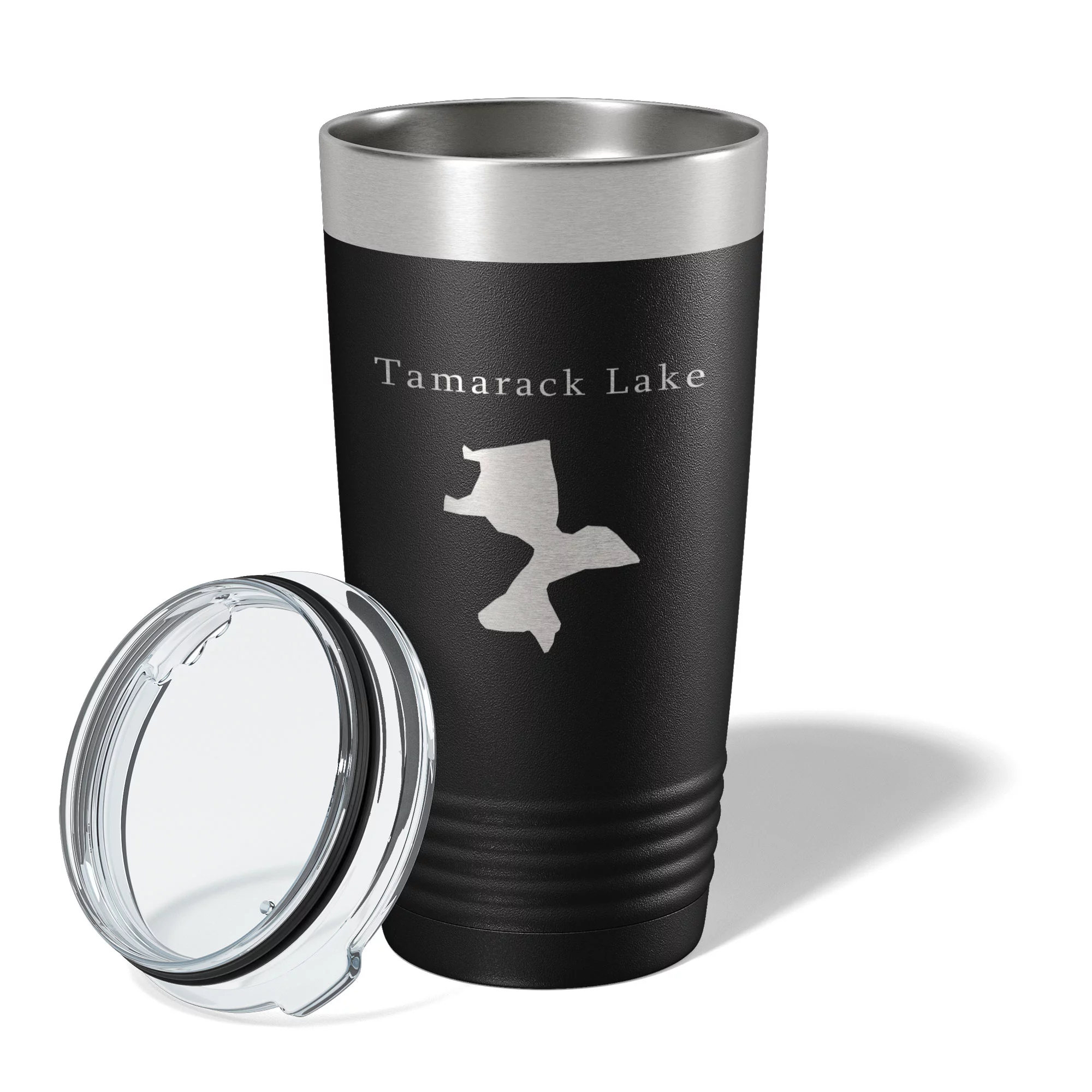 Tamarack Lake Map Tumbler Travel Mug Insulated Laser Engraved Coffee Cup Pinckney Huron River Chain of Lakes Michigan 20 oz Black