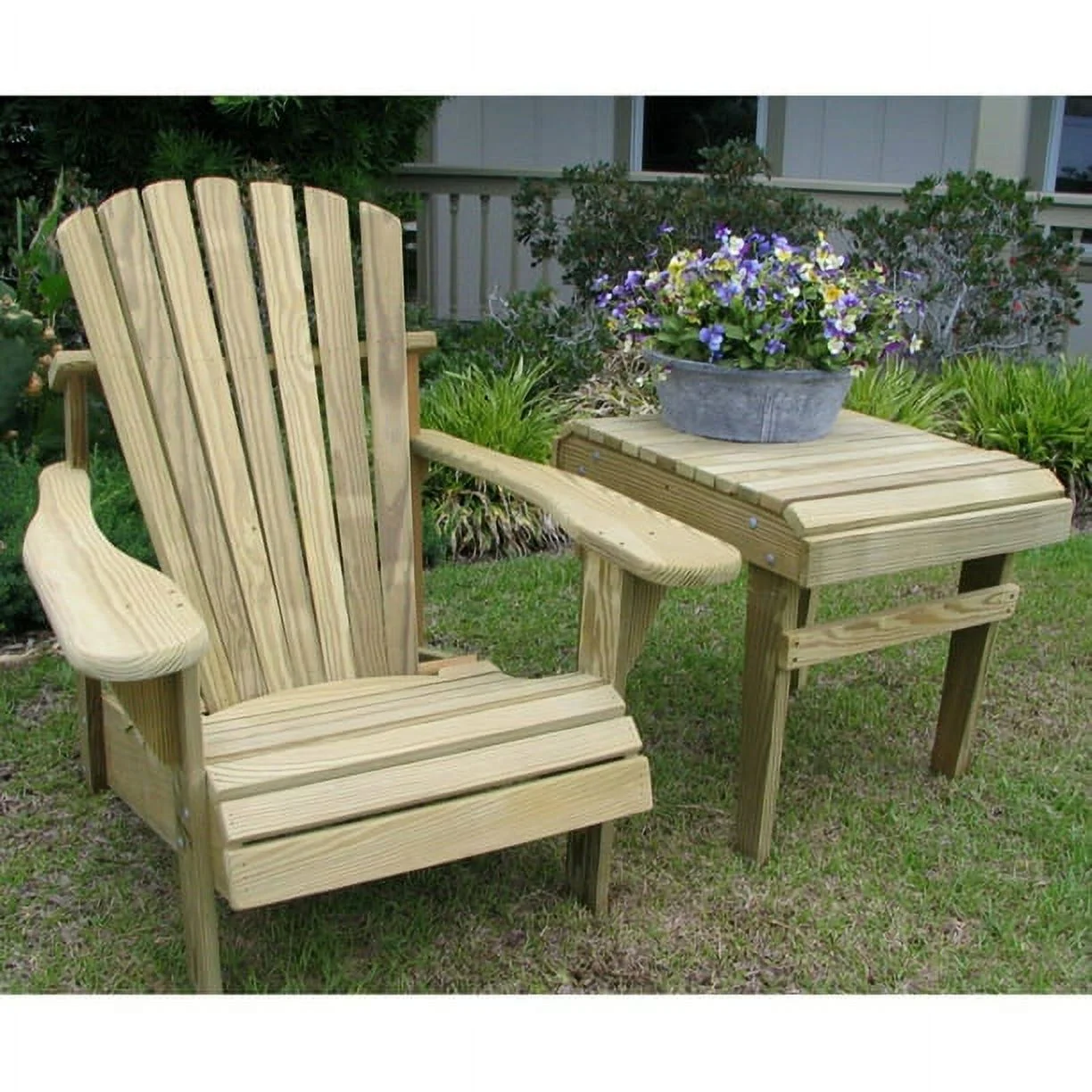 Weathercraft® Patio Conversation set.  3-Piece Adirondack Set & Accessory seats 2.  2-Chairs and 1-Side Table. Pressure Treated and Dried Wood
