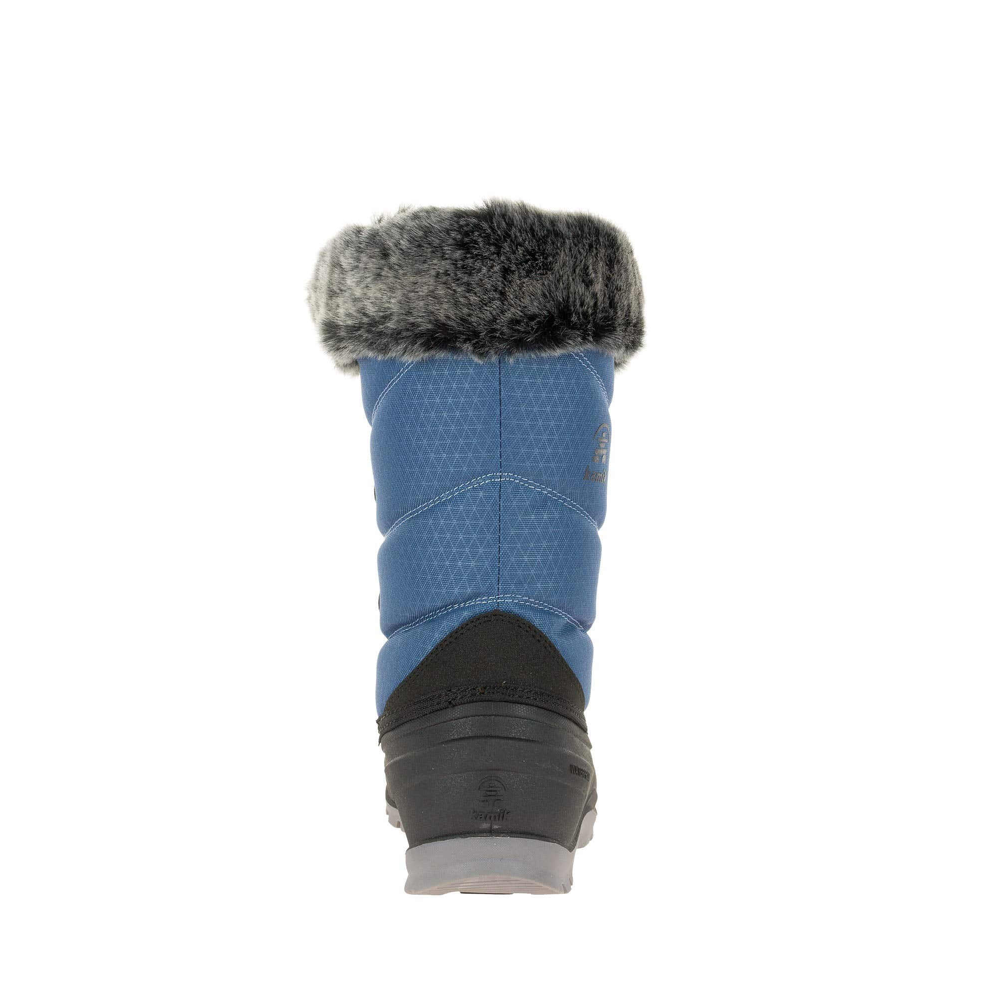 Kamik Women's Snow Boot Blue Fur Lined Warm Rounded Toe Waterproof Snow Boots (Blue, 8)