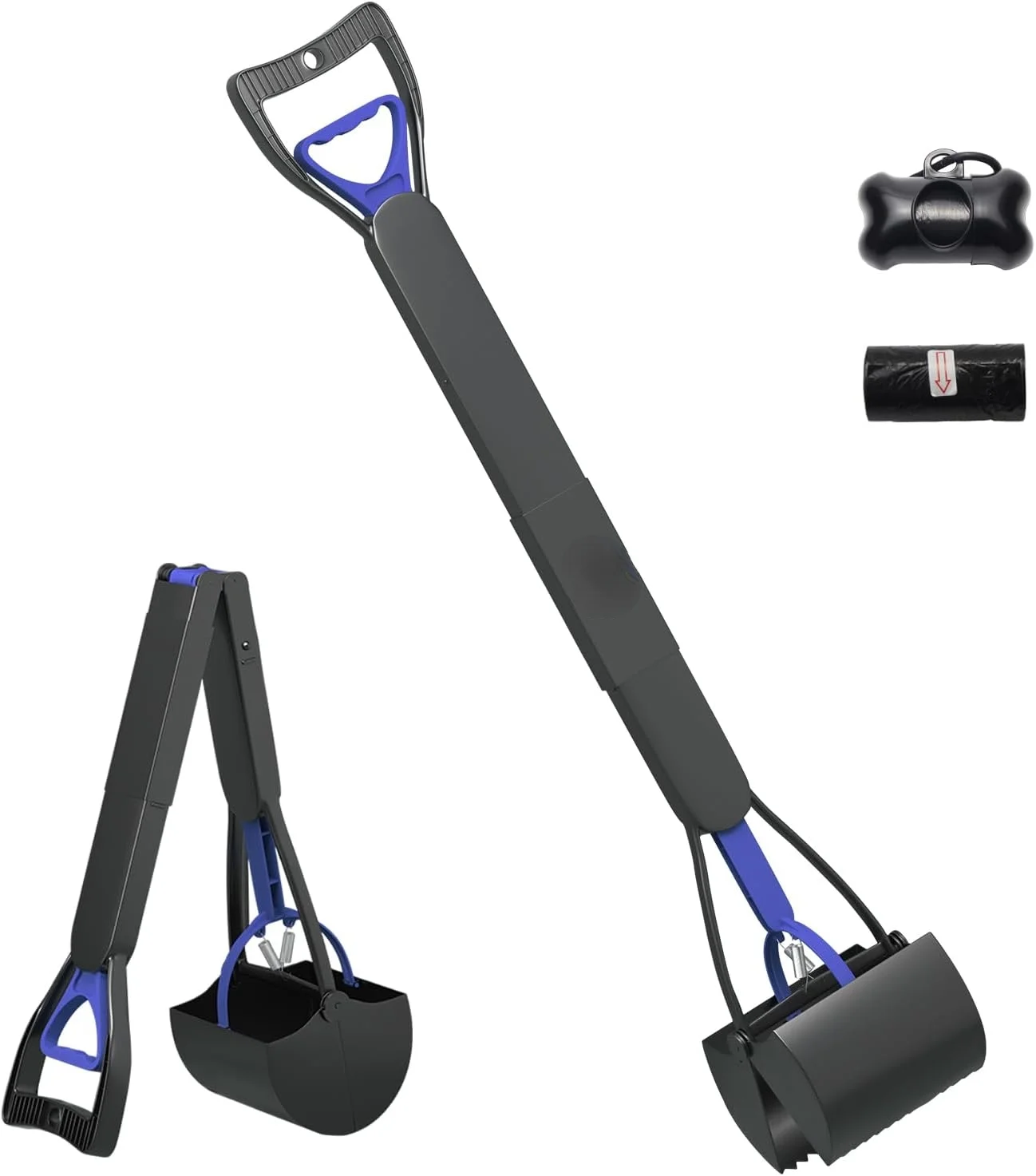 Purple Durable Foldable Long Handle Pooper Scooper for Large Small Dogs Cats  Pick Up Shovel Tools for Grass Dirt Gravel  Includes Dog Poop Bags  Convenient and Reliable Solution