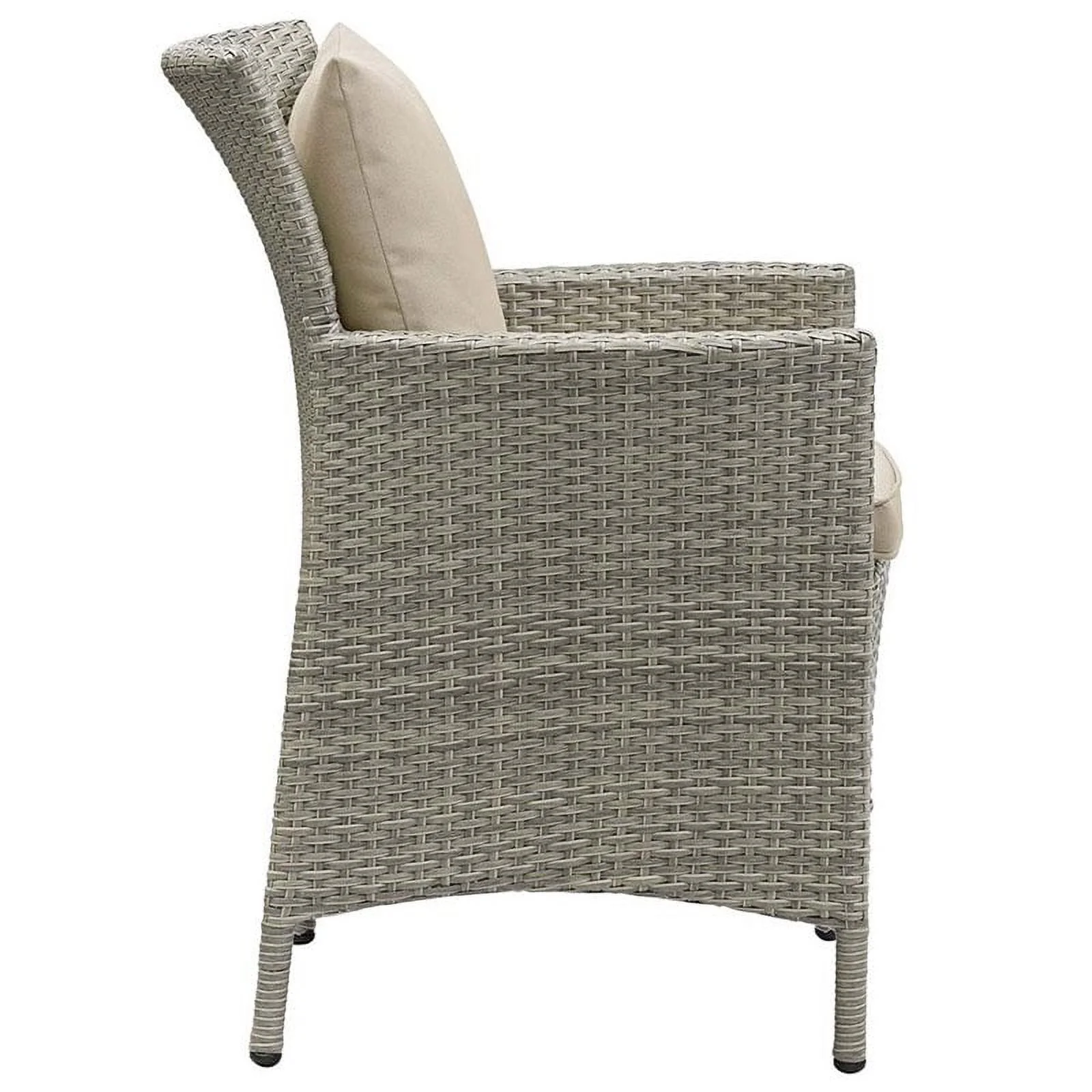 Pemberly Row  Patio Dining Arm Chair in Light Gray and Beige