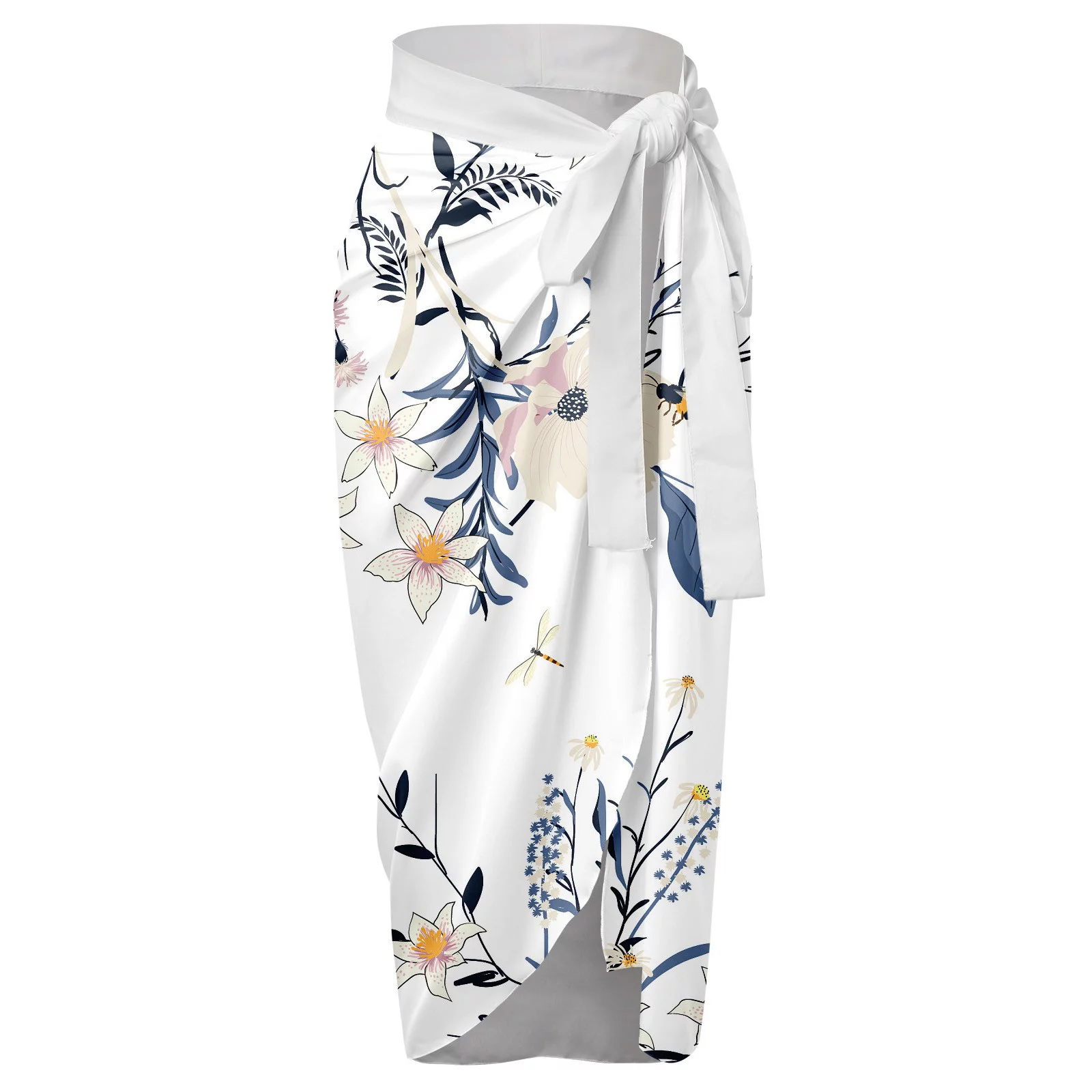 Autumn Cargo Skirt Womens V Neck Flower Printed Swimsuit Apron Skirt Bikini Sets Skirt Hangers Black