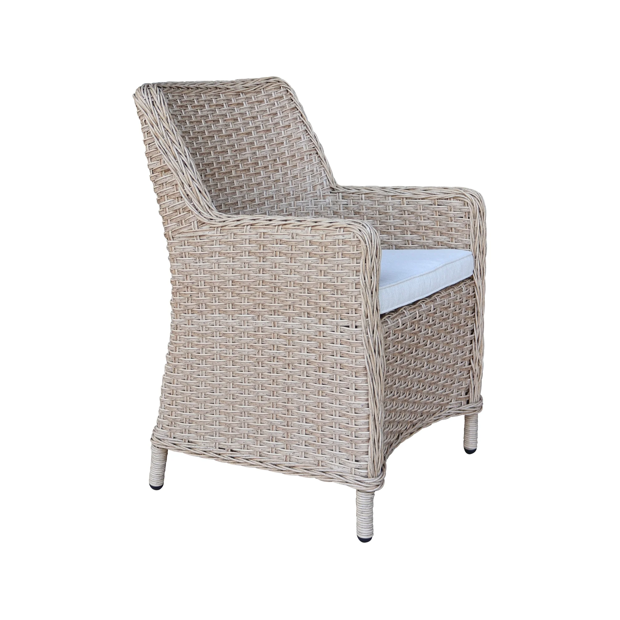 Outdoor Aluminum Wicker Patio Dining Chair with Cushion - Natural