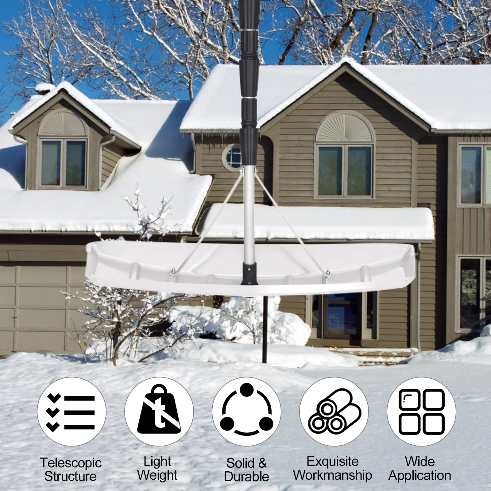 Topbuy 21 FT Roof Snow Removal Rake Extendable Blade & Non-Slip Handle