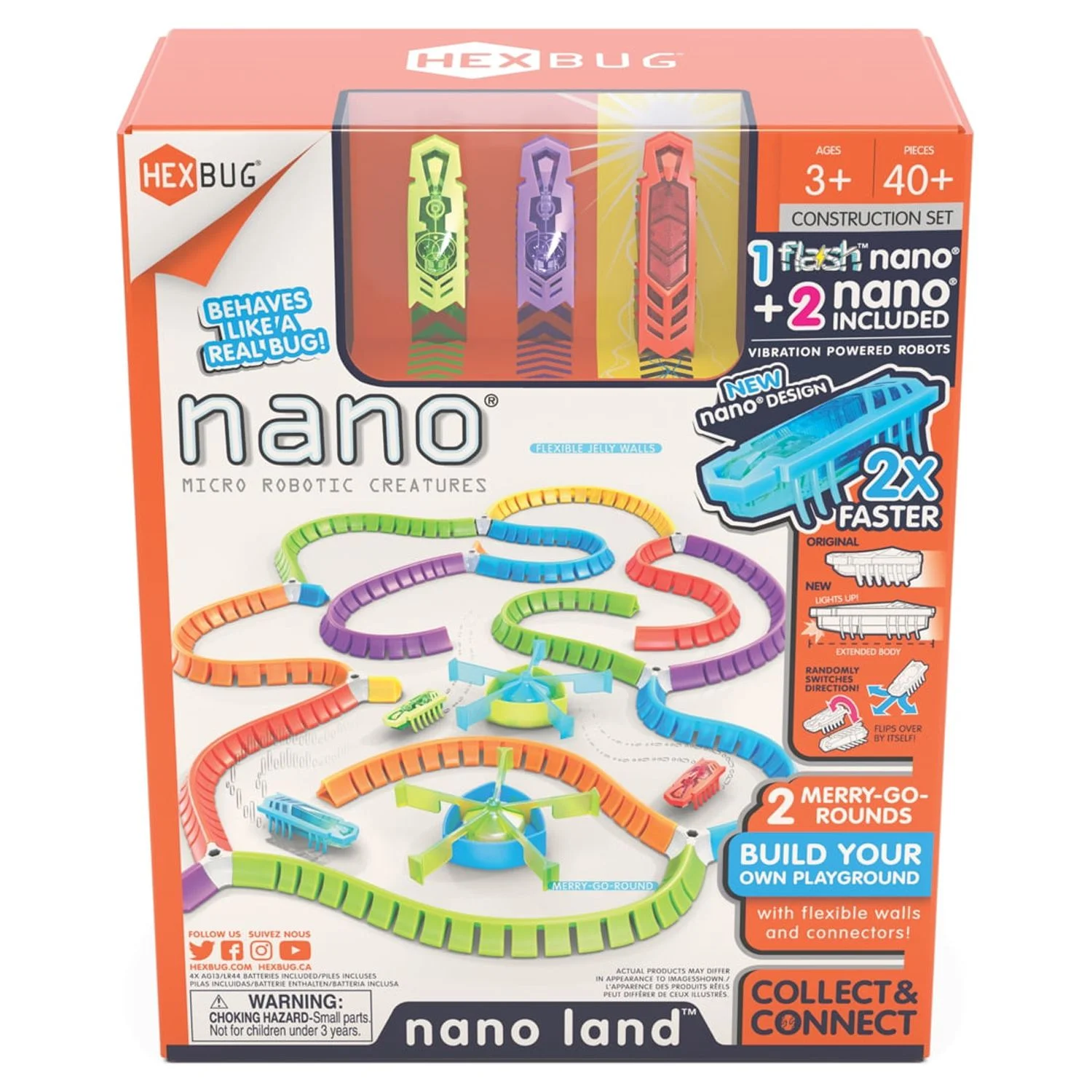 HEXBUG Flash Nano Nano Land - Colorful Sensory Playset for Kids - Mold Your own Playground - Over 40 Pieces and Batteries Included - Multicolor