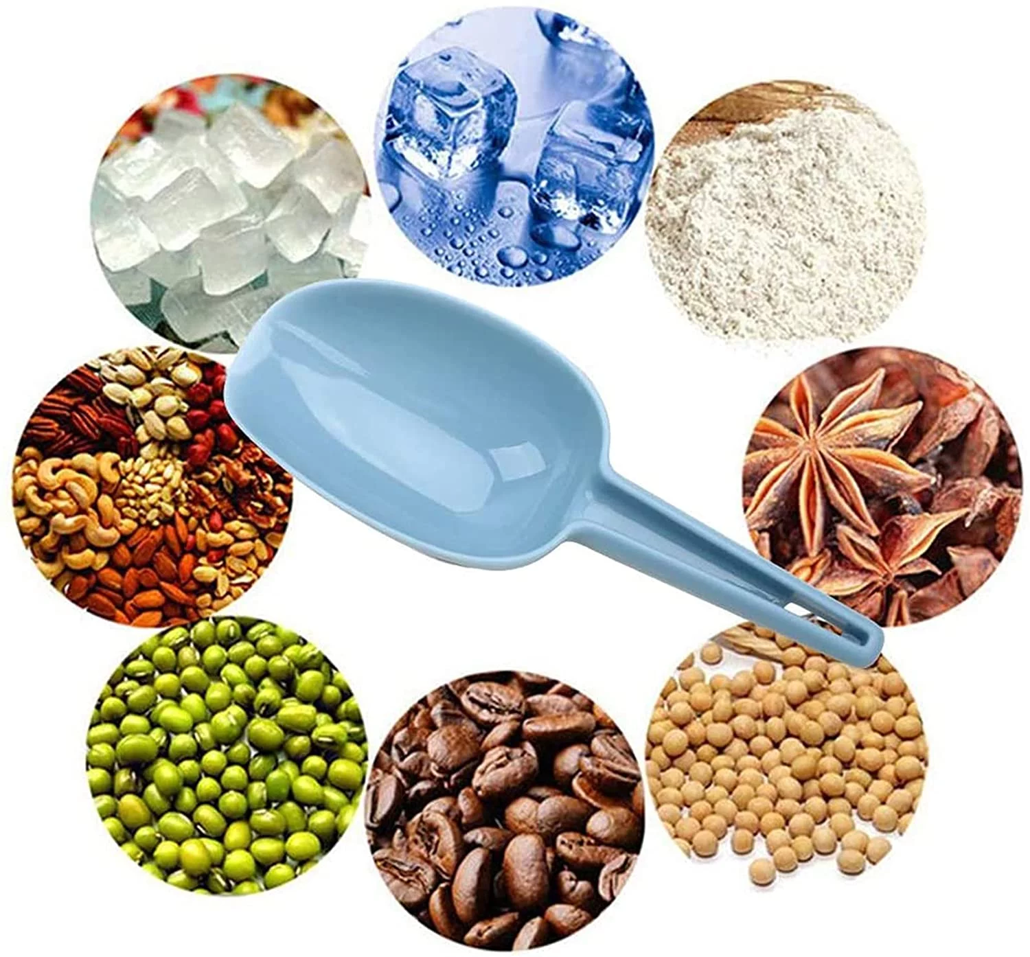 3 in 1Ice Scoop Set, Multi Purpose Plastic Kitchen Scoops Canisters, Ice Scooper for Freezer, Rice, Canisters, Flour, Dry Foods, Candy, Pop Corn, Coffee Beans and Pet Food