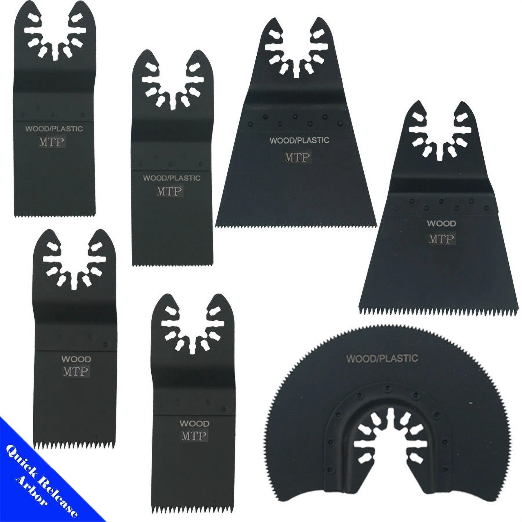 MTP ® 7x Assorted Blade Quick Release Arbor Universal Fit Multi Tool Oscillating Multitool Wood Saw Blade for Craftsman Rockwell Hyperlock Porter Cable Black & Decker Dewalt Fein Bosch