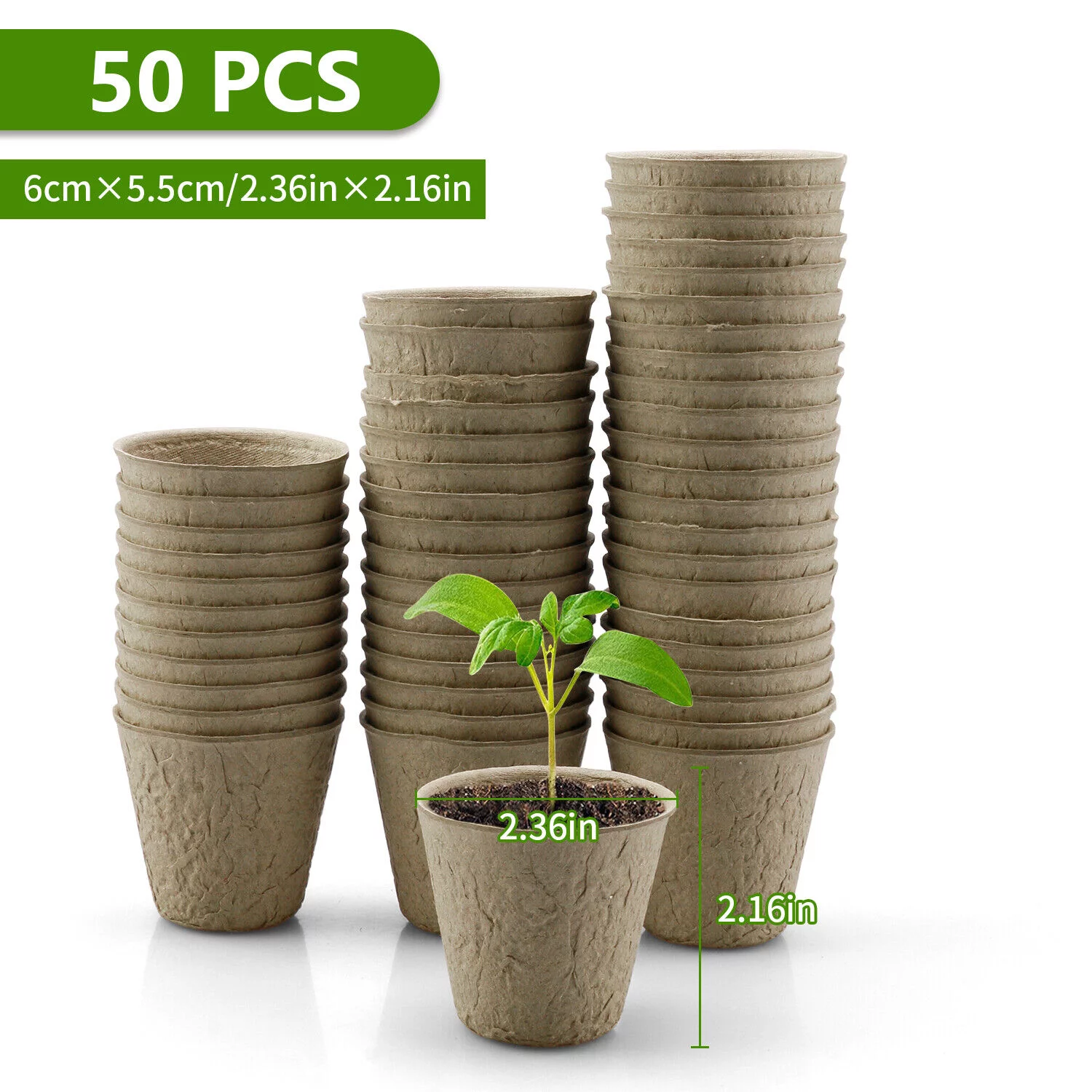 50-100PCS Biodegradable Nursery Pots Garden Plant Grow Seedling Planting Pots US
