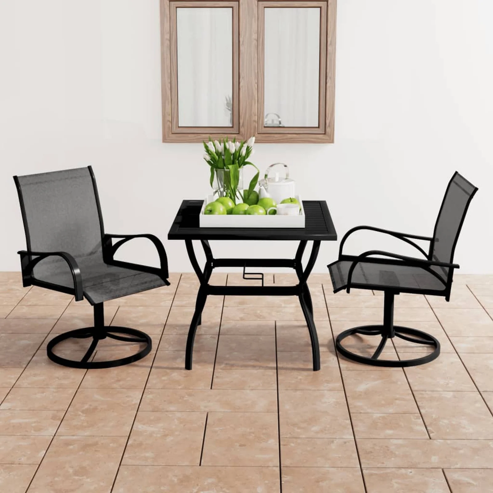 Aibecy 3 Piece Patio Dining Set Textilene and Steel