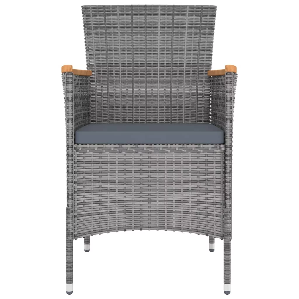 Walmeck Patio Dining Chairs 4 pcs Poly Rattan Gray